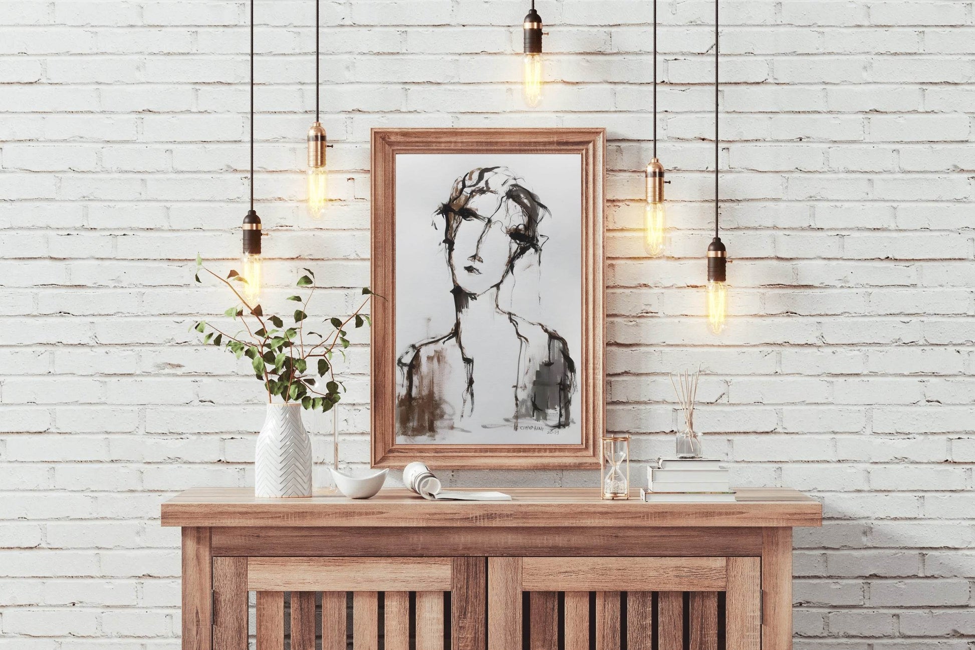 Ink and Watercolor Expressive Face Wall Art - beink online art store