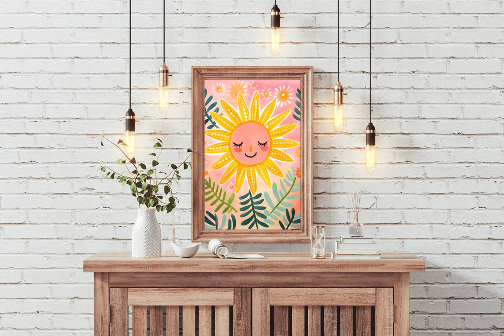 Watercolor Painting of Smiling Sun - beink online art store