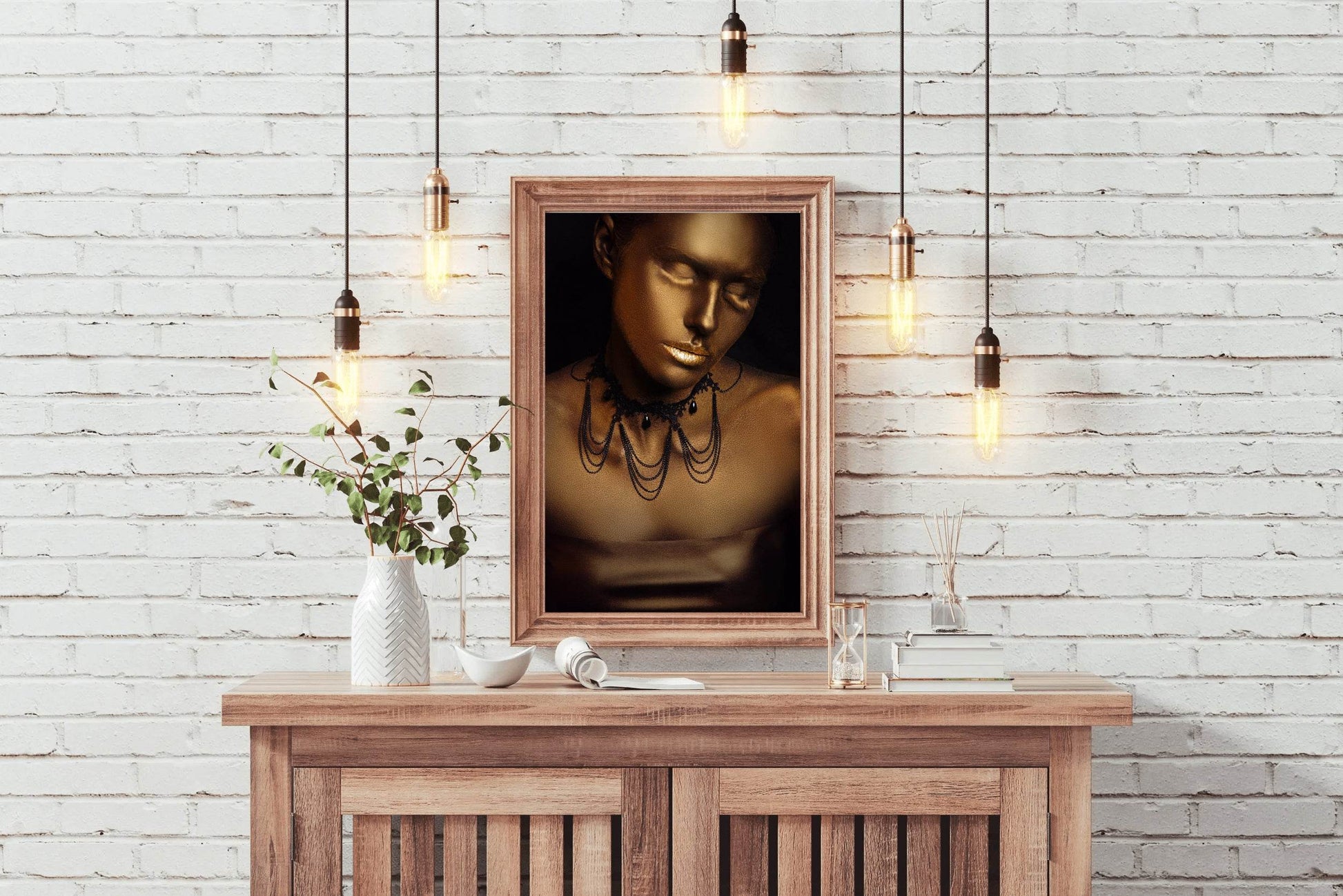 Golden Bust Of a Sleeping Person Wall Art - beink online art store