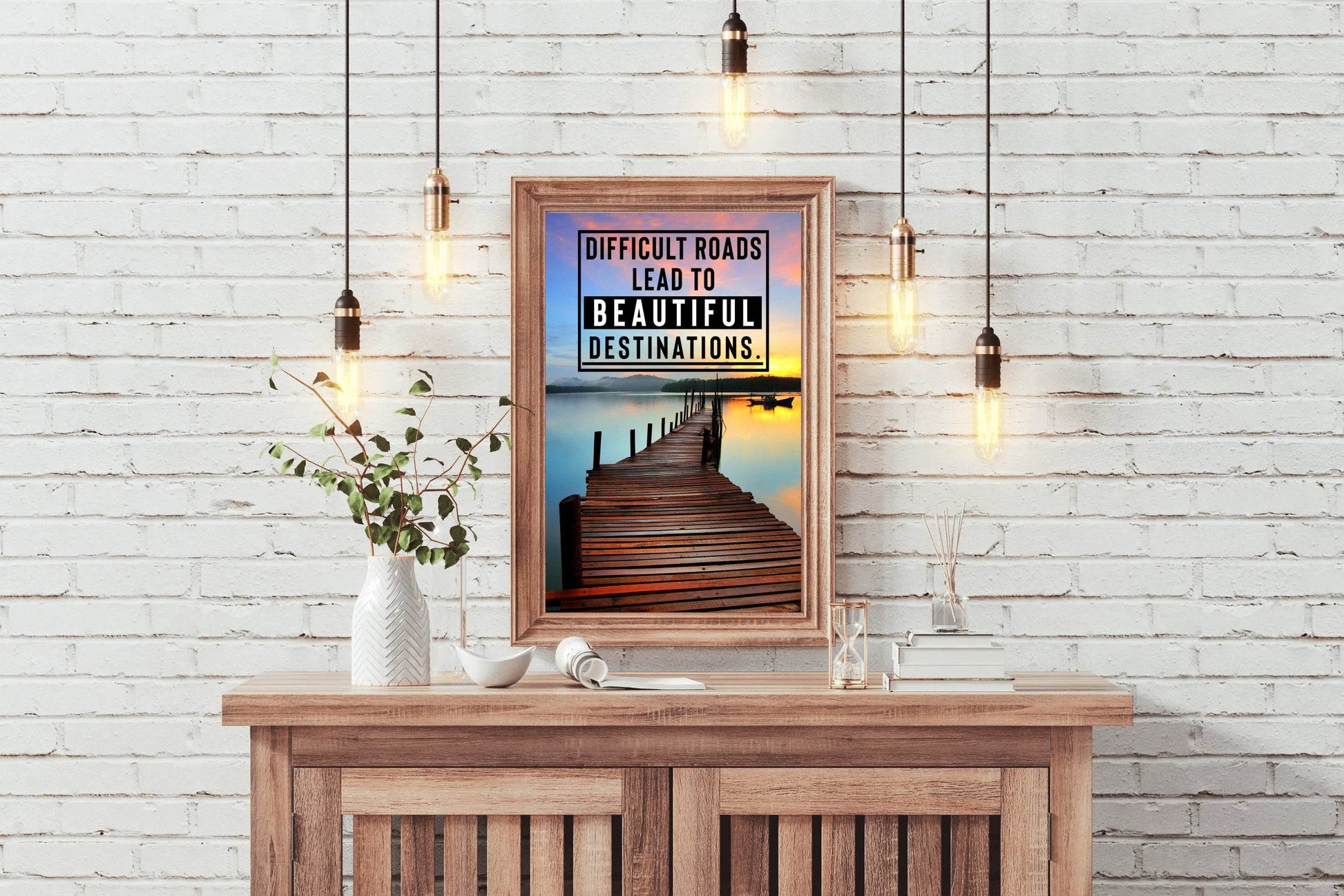 Difficult Road Beautiful Destinations Motivational Wall Art - beink online art store