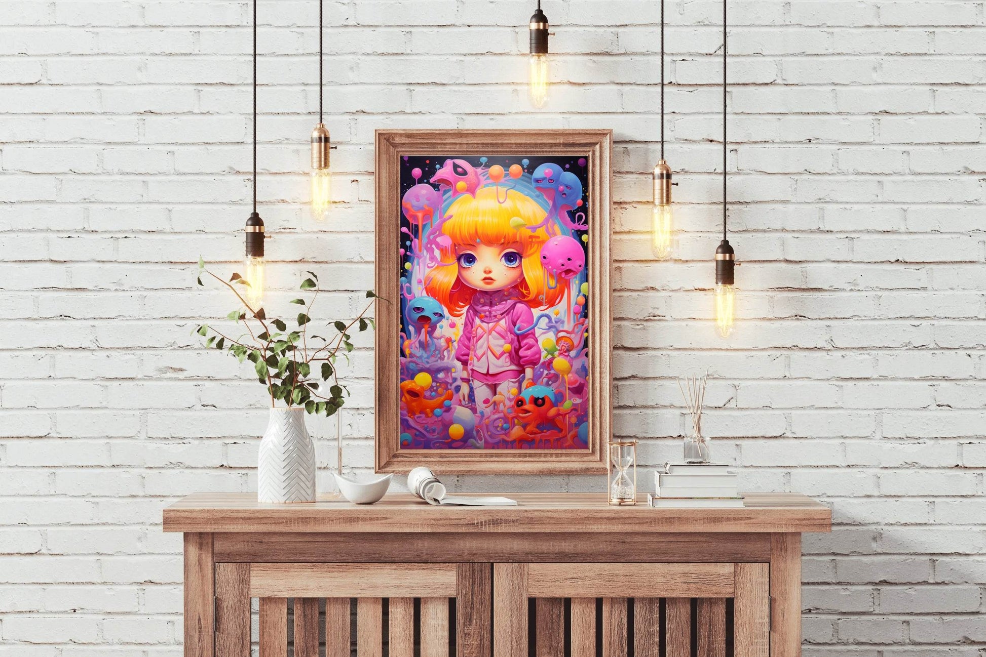 Painting of a Girl with Yellow Hair With Balloon - beink online art store
