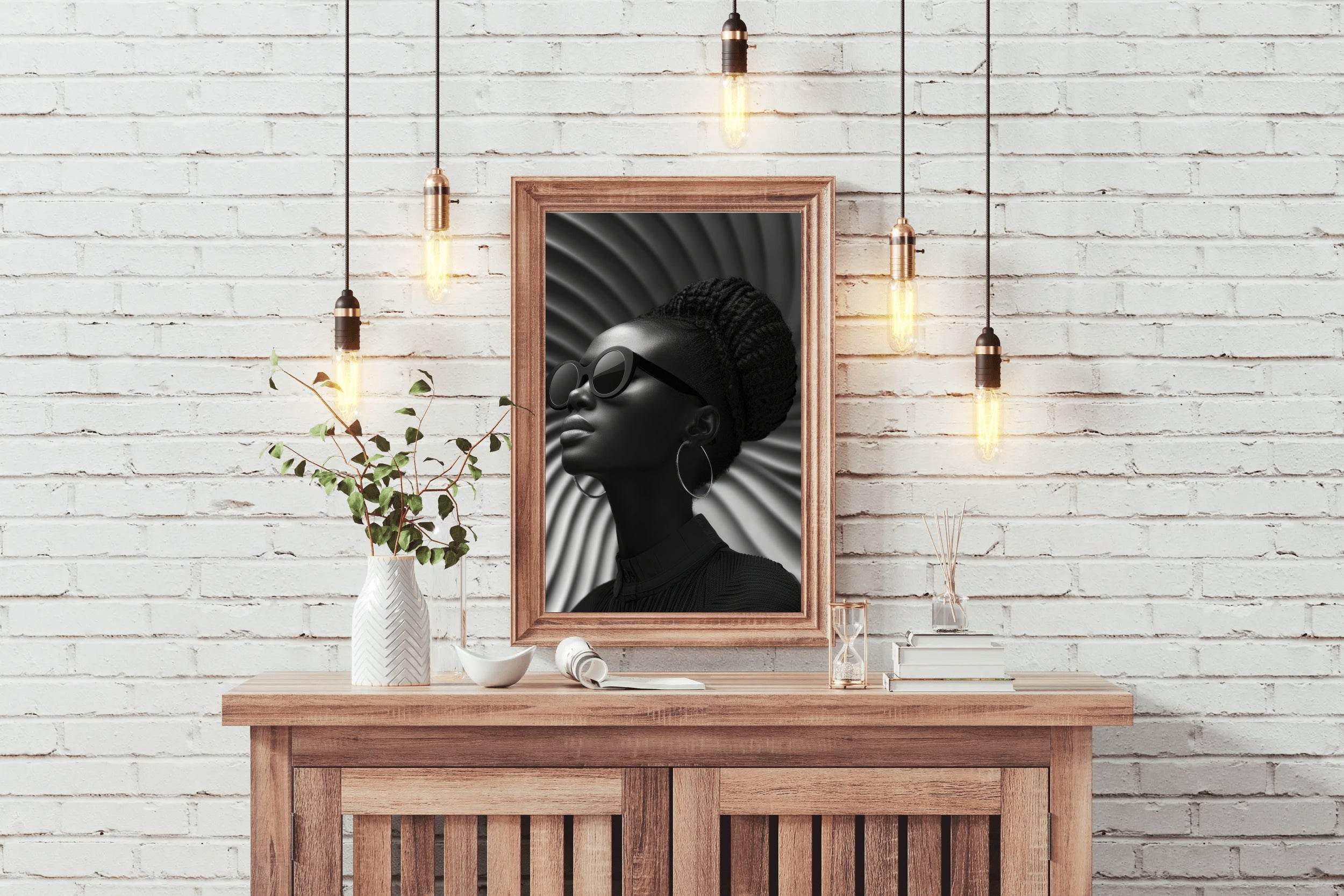Girl in Goggle Black & White Wall Art - beink online art store