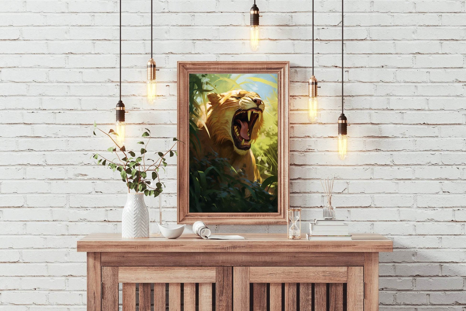 Digital Style Lion Animal Wall Art - beink online art store