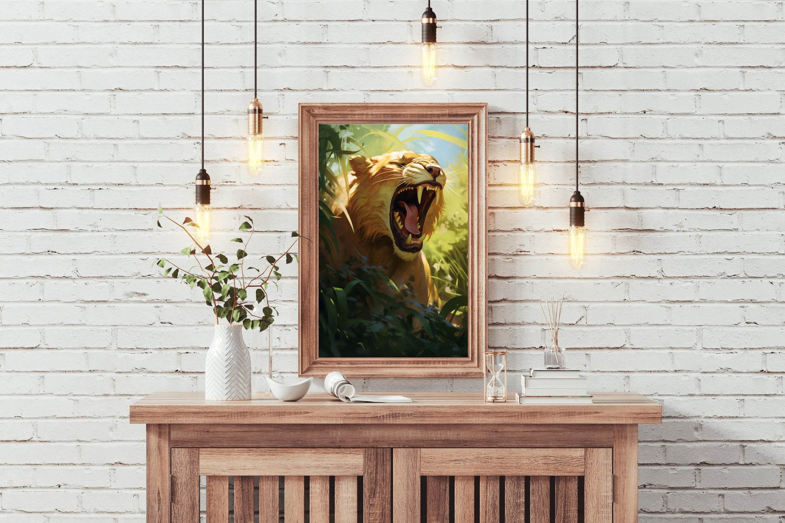 Digital Style Lion Animal Wall Art - beink online art store