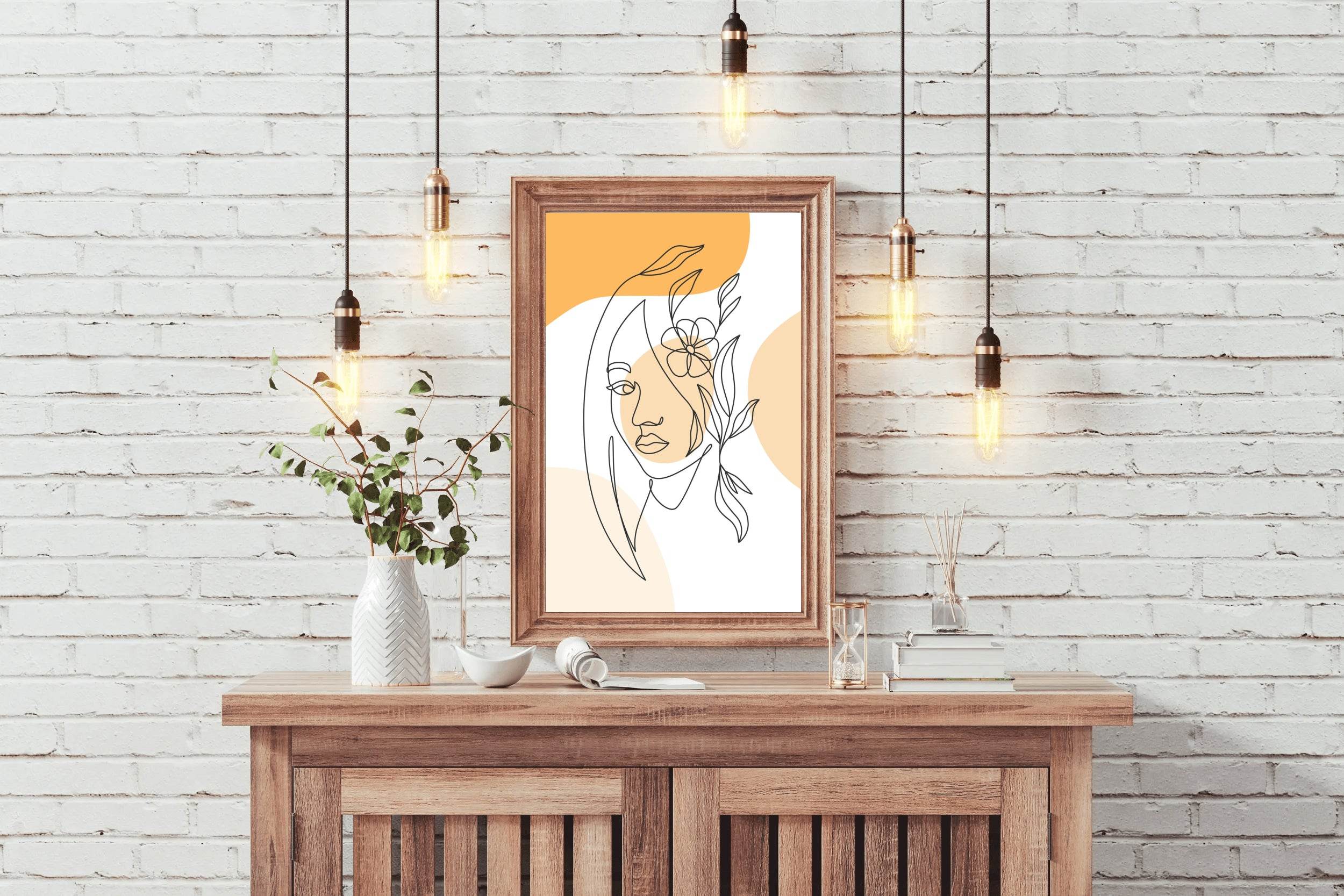 Minimal Flower Crown Design Wall Art - beink online art store
