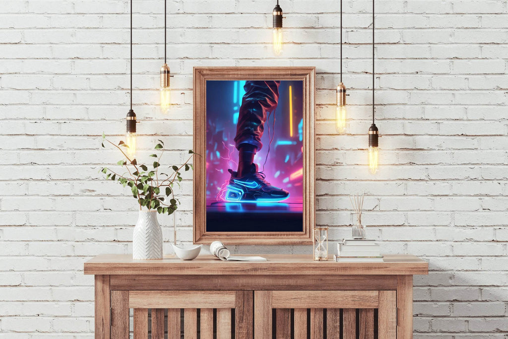 Neon Nike Shoes Wall Art - beink online art store