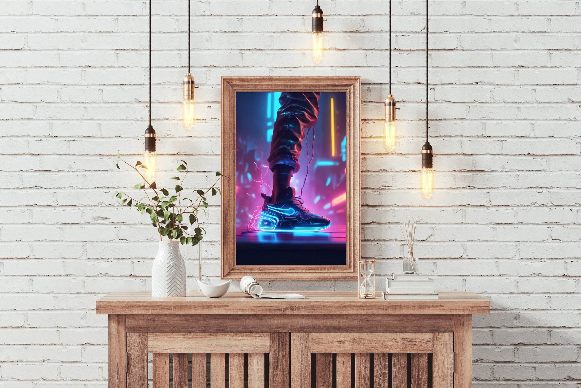 Neon Nike Shoes Wall Art - beink online art store