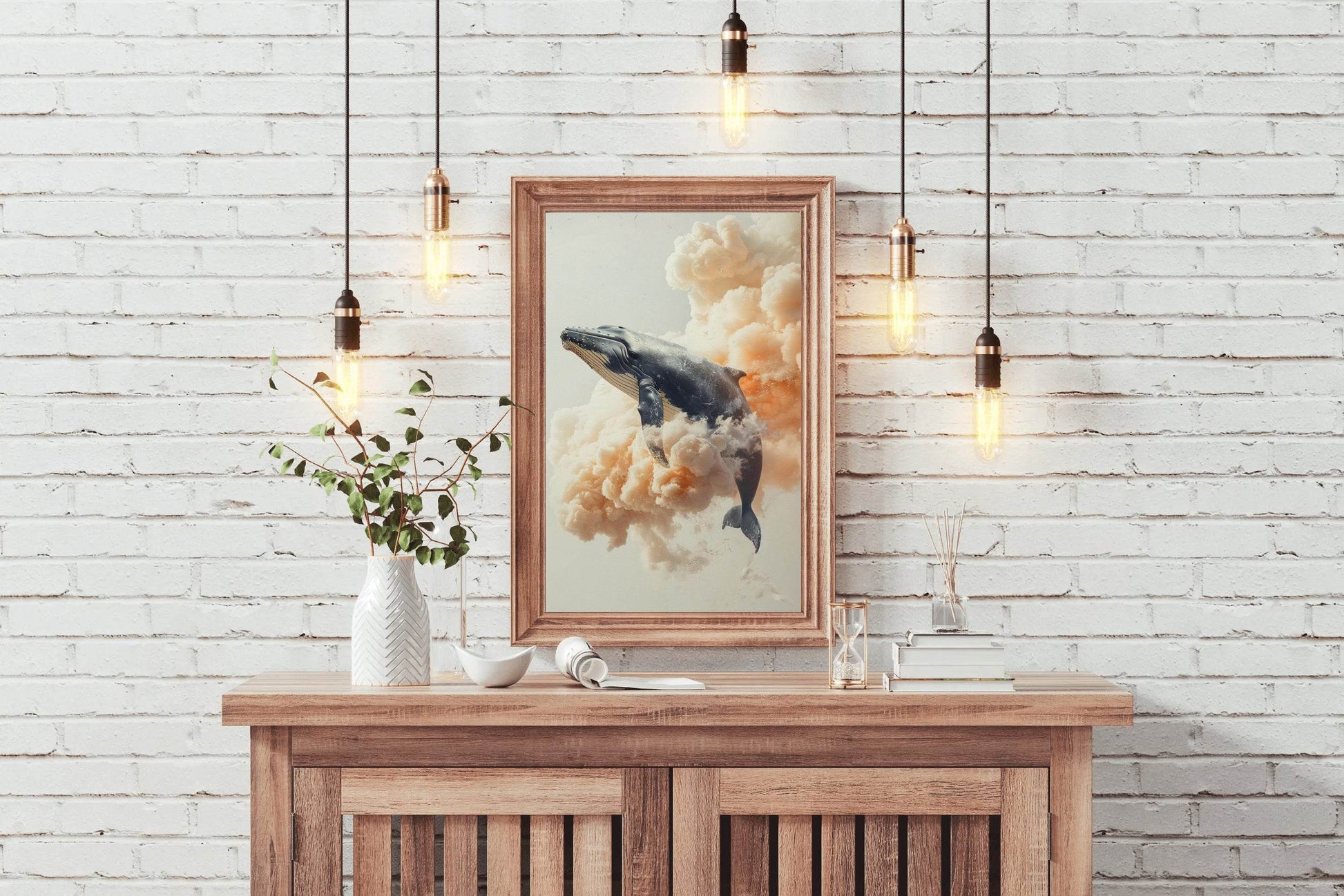 Fantasy Whale in the Sky Animal Wall Art - beink online art store