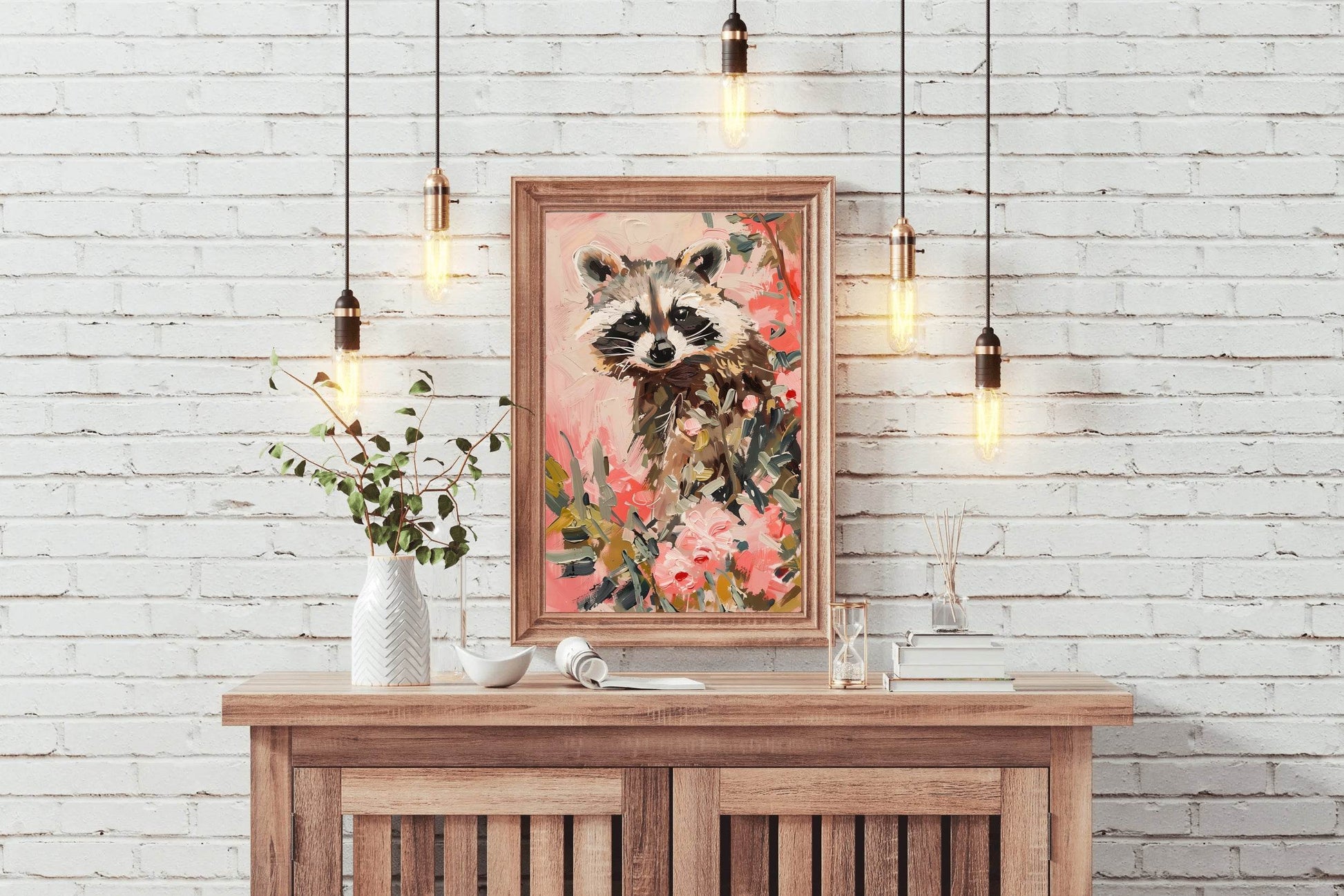 Watercolor Brush Strokes Raccoon Painting - beink online art store