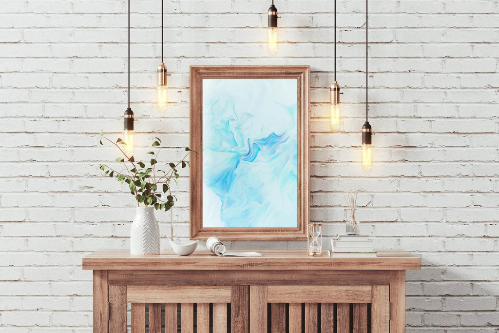 Cyan Color Oil Spread Abstract Wall Art - beink online art store