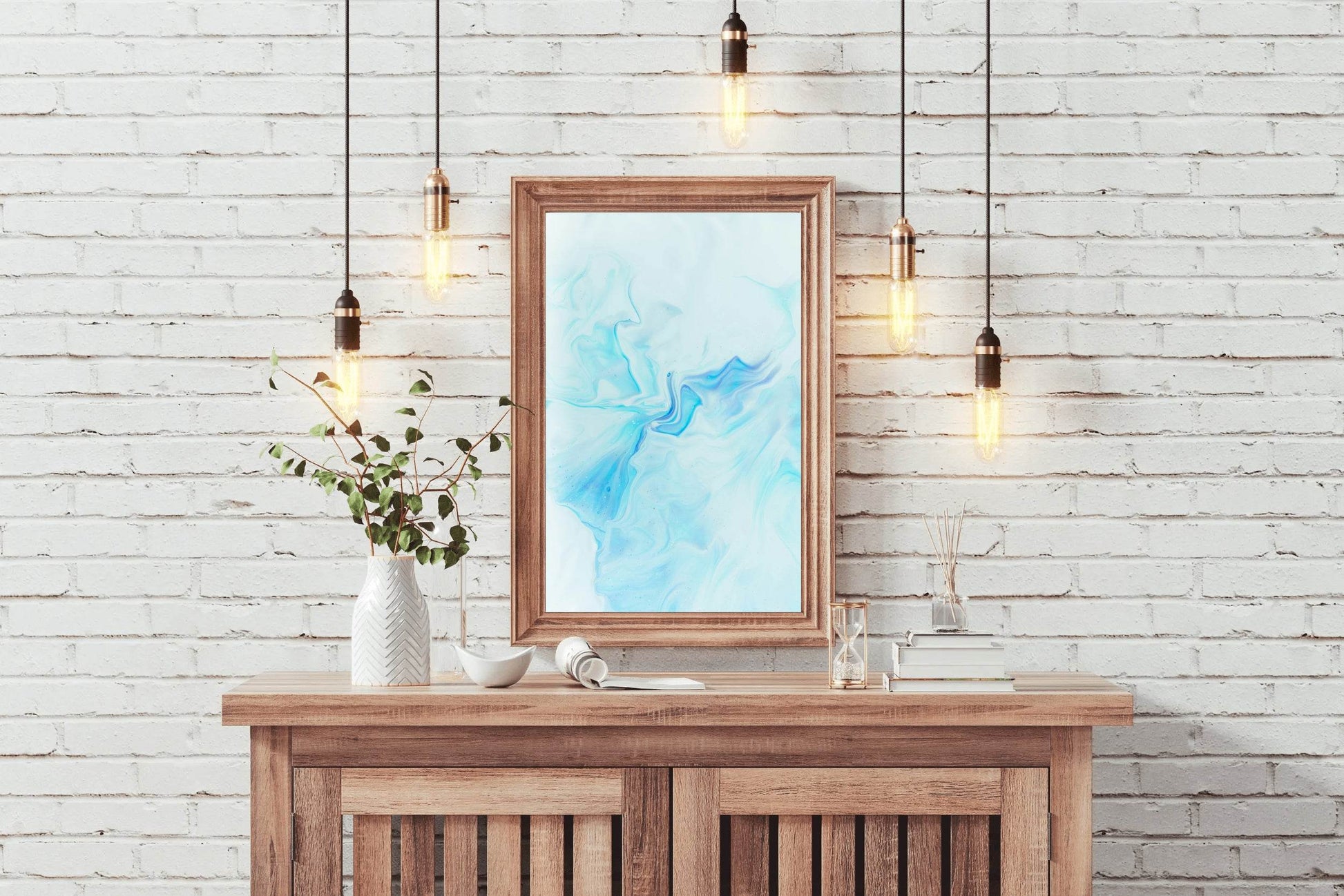 Cyan Color Oil Spread Abstract Wall Art - beink online art store