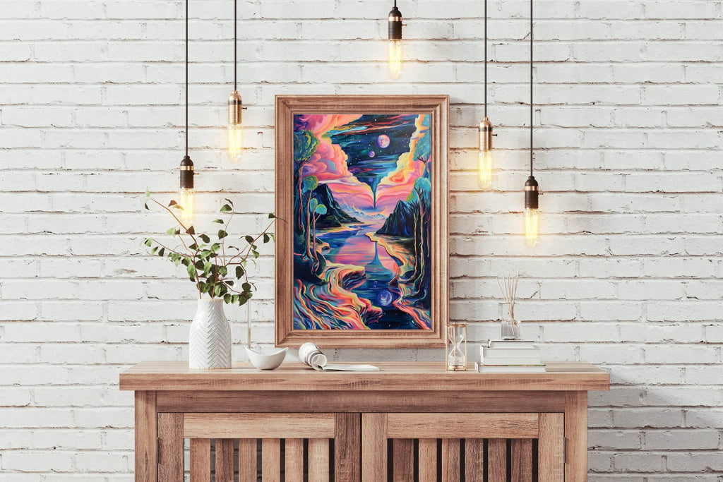 Painting of a night scene with a full moon Wall Art - beink online art store