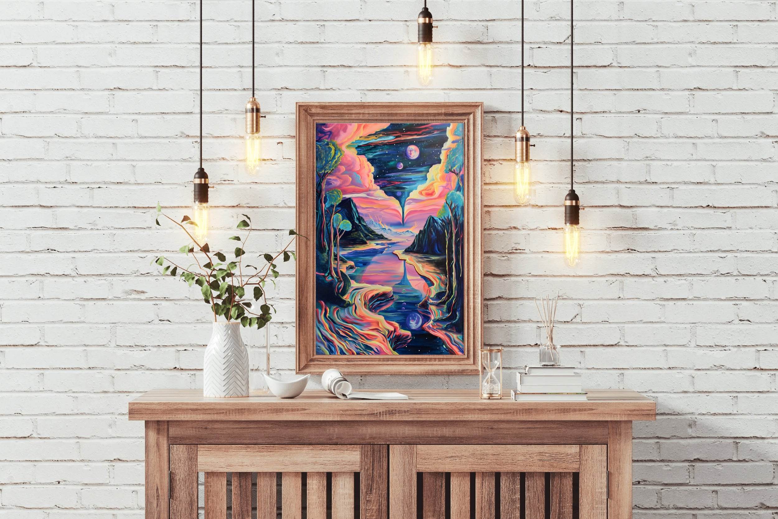 Painting of a night scene with a full moon Wall Art - beink online art store