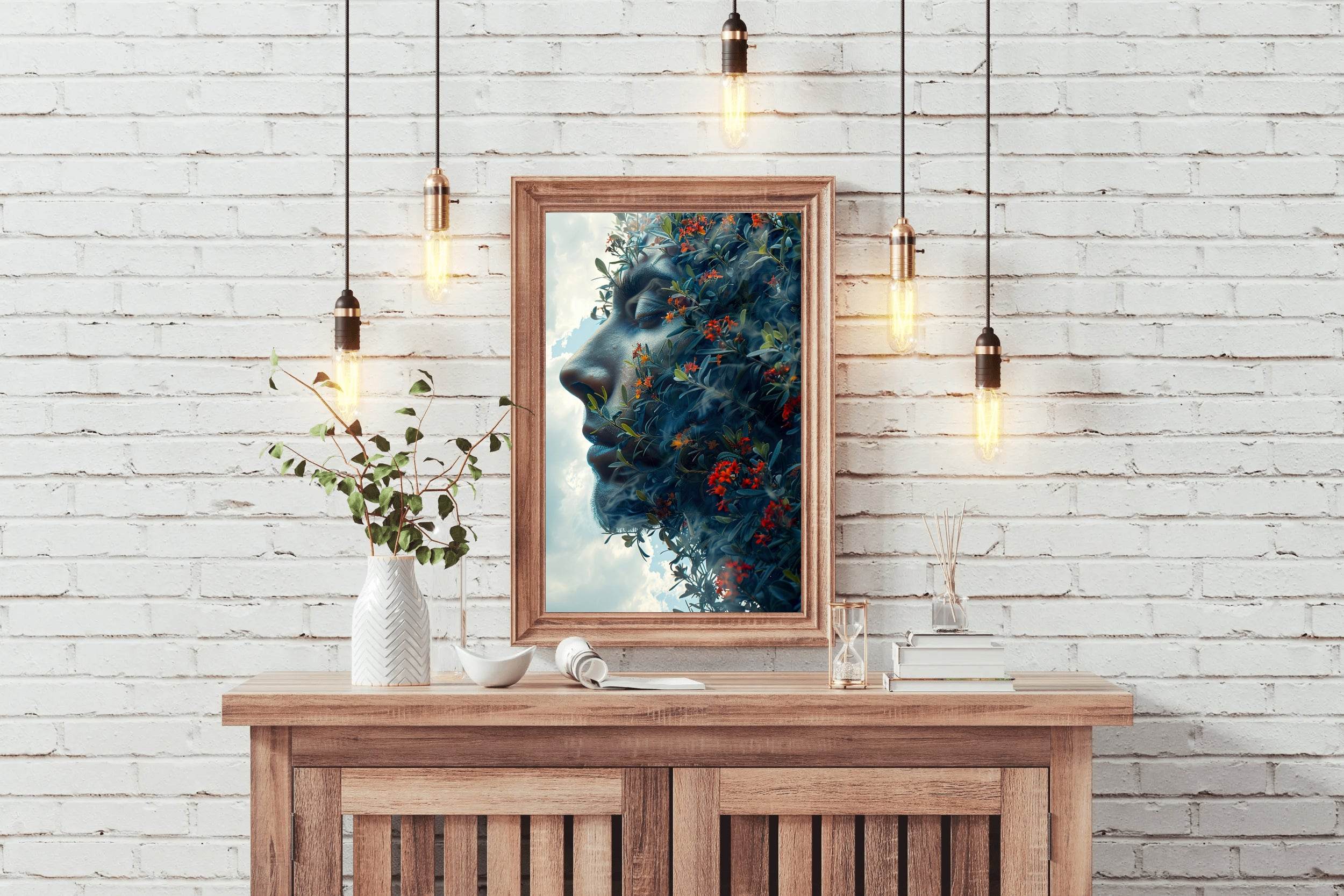 A Woman Face With Flowers Digital Art - beink online art store