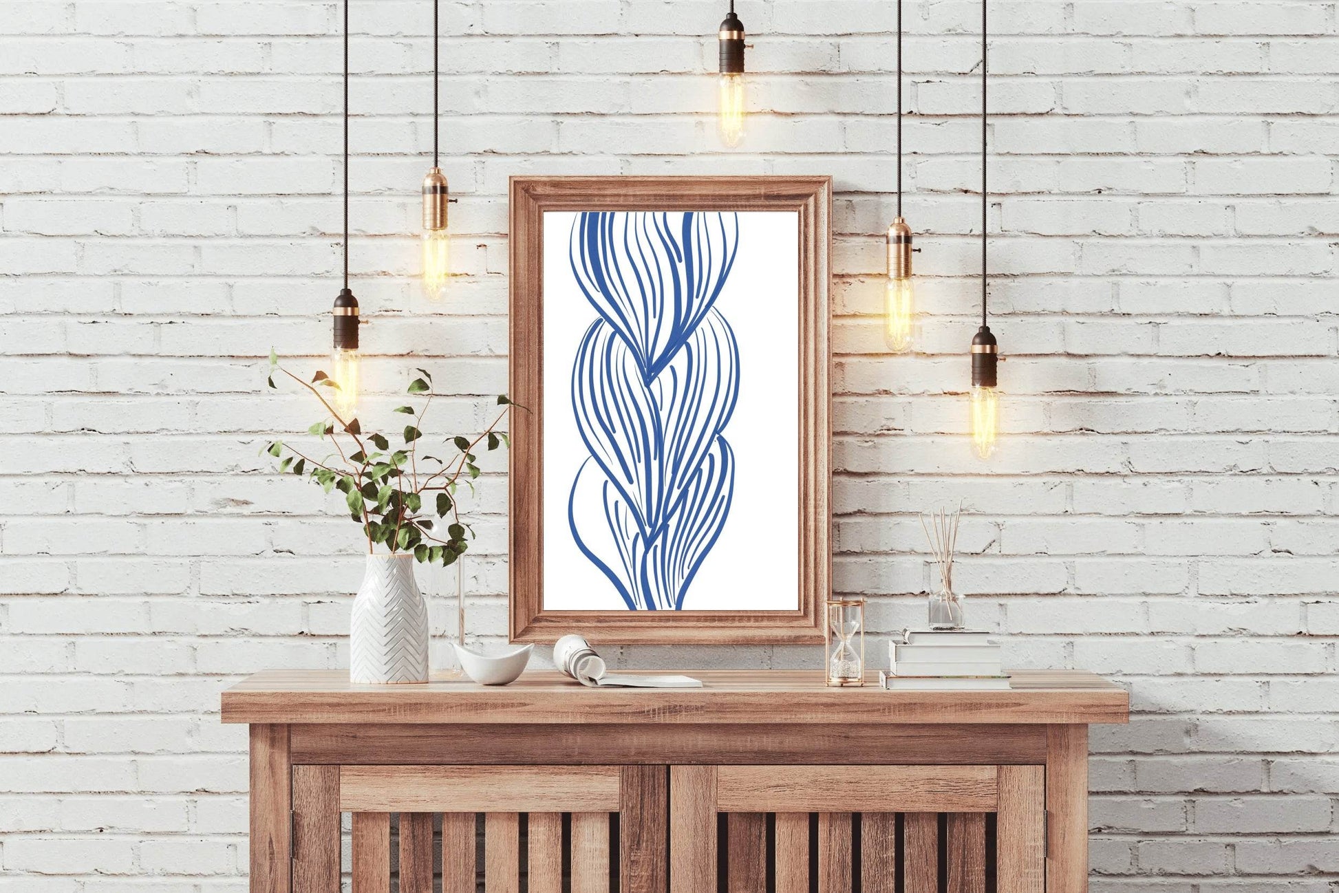 Blue Lines of Women's Hairstyles Wall Art - beink online art store