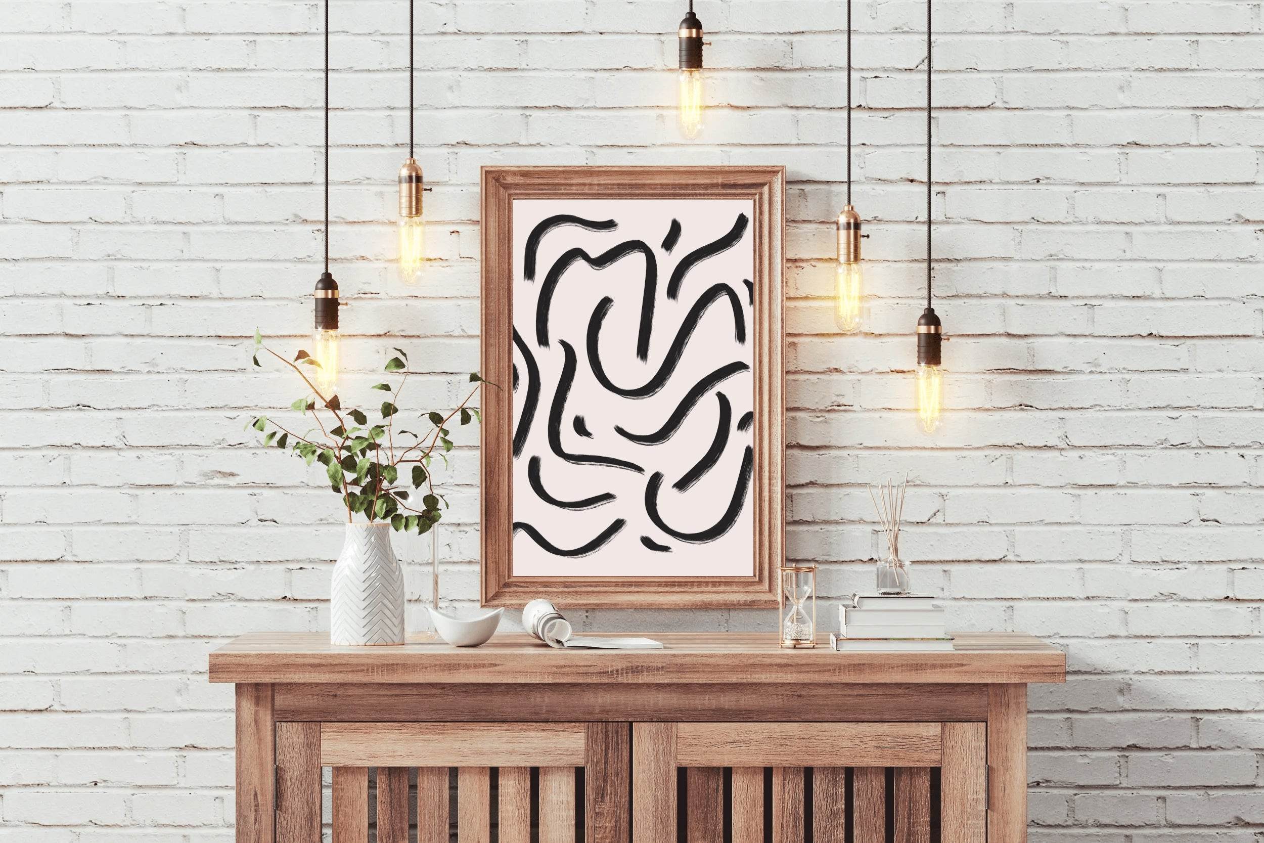 Black Spiral Lines Wall Art - beink online art store