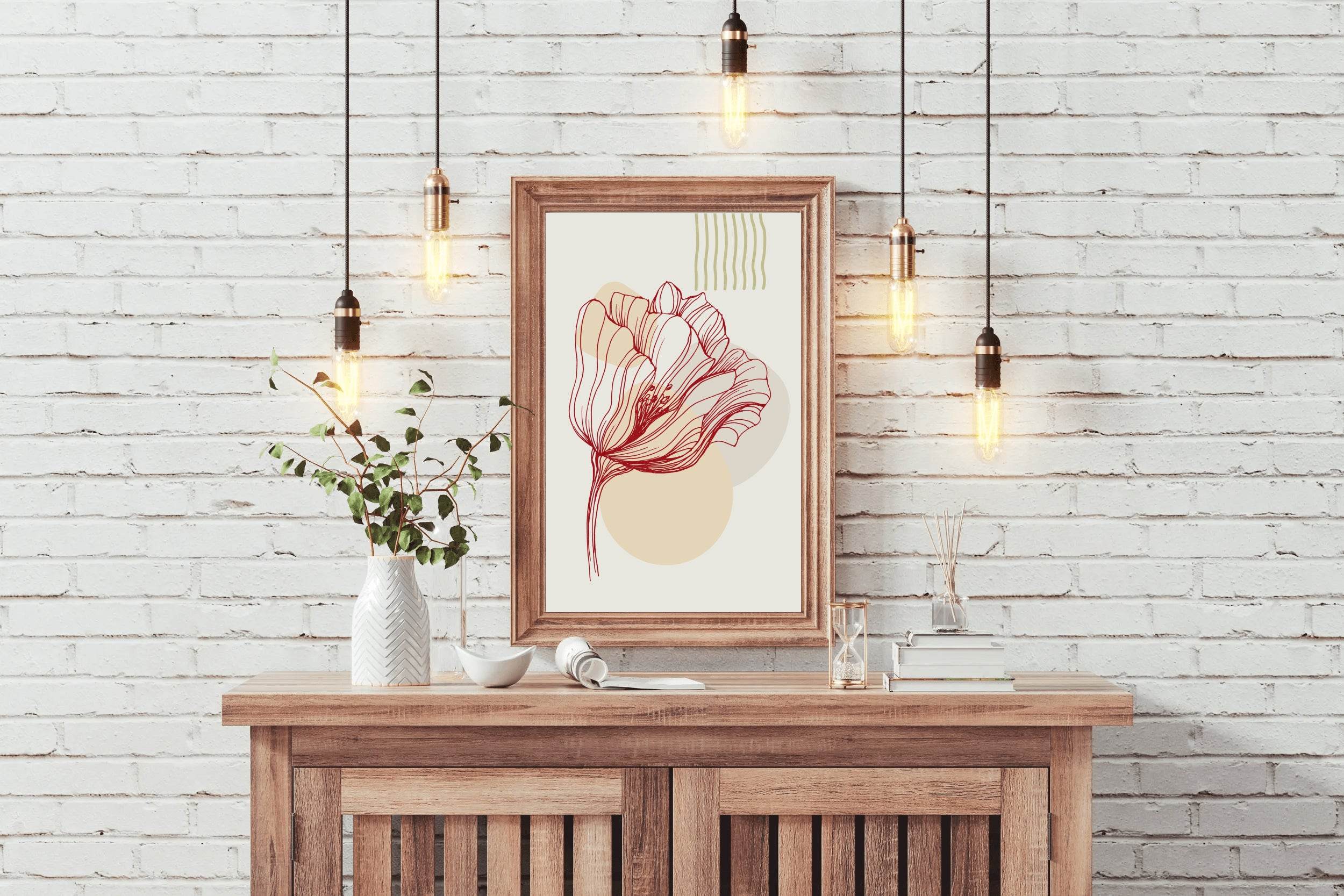 Minimal Design Of Big Rose Wall Art - beink online art store
