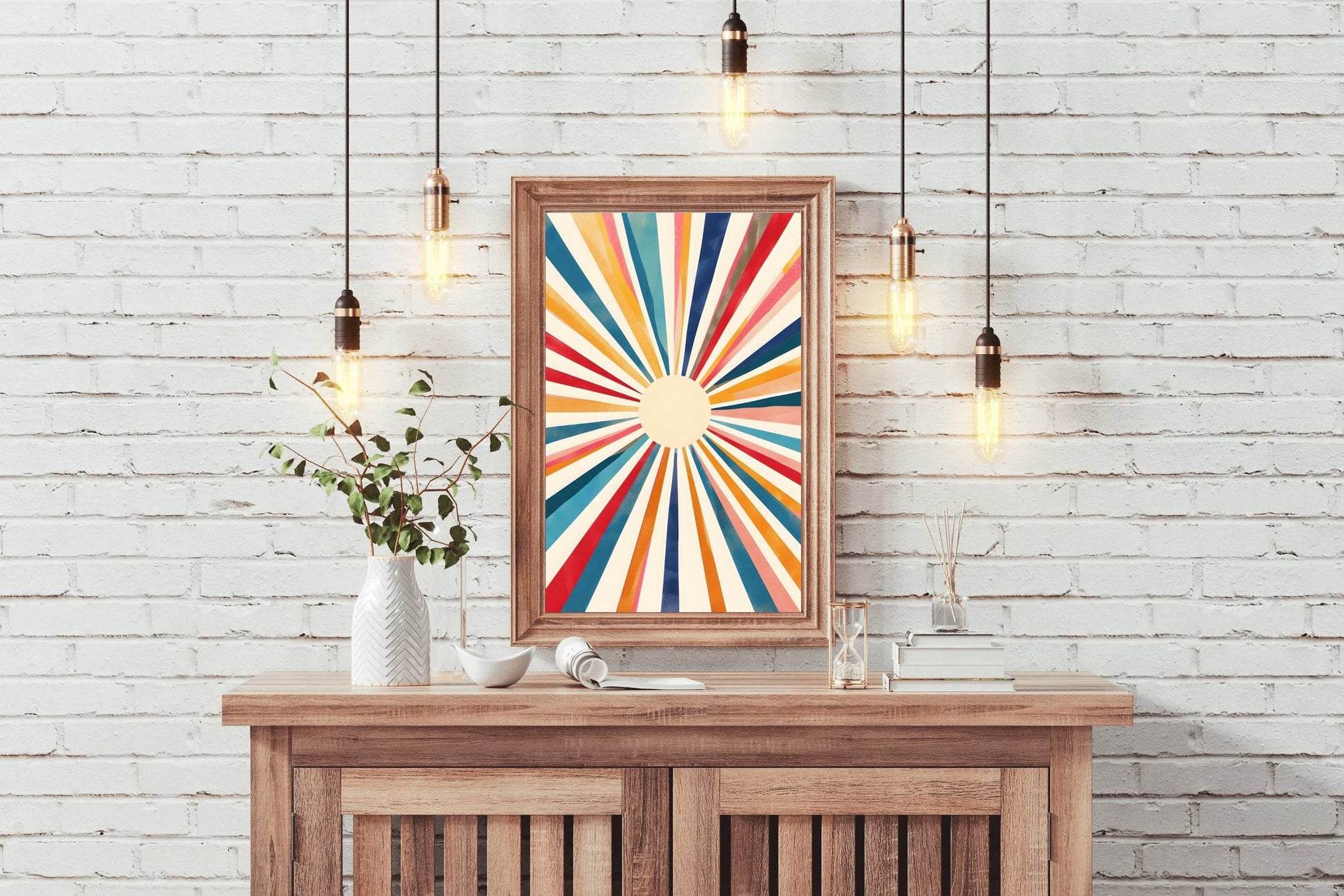 Abstract Sun Ray Retro Background Digital Art - beink online art store