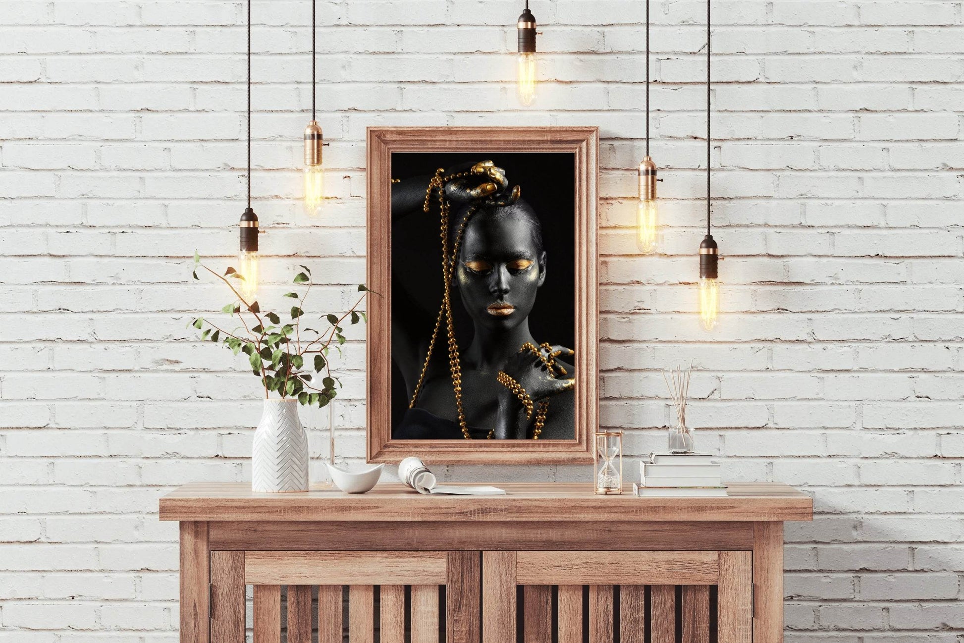 African Black Woman with Golden Jewelry - beink online art store