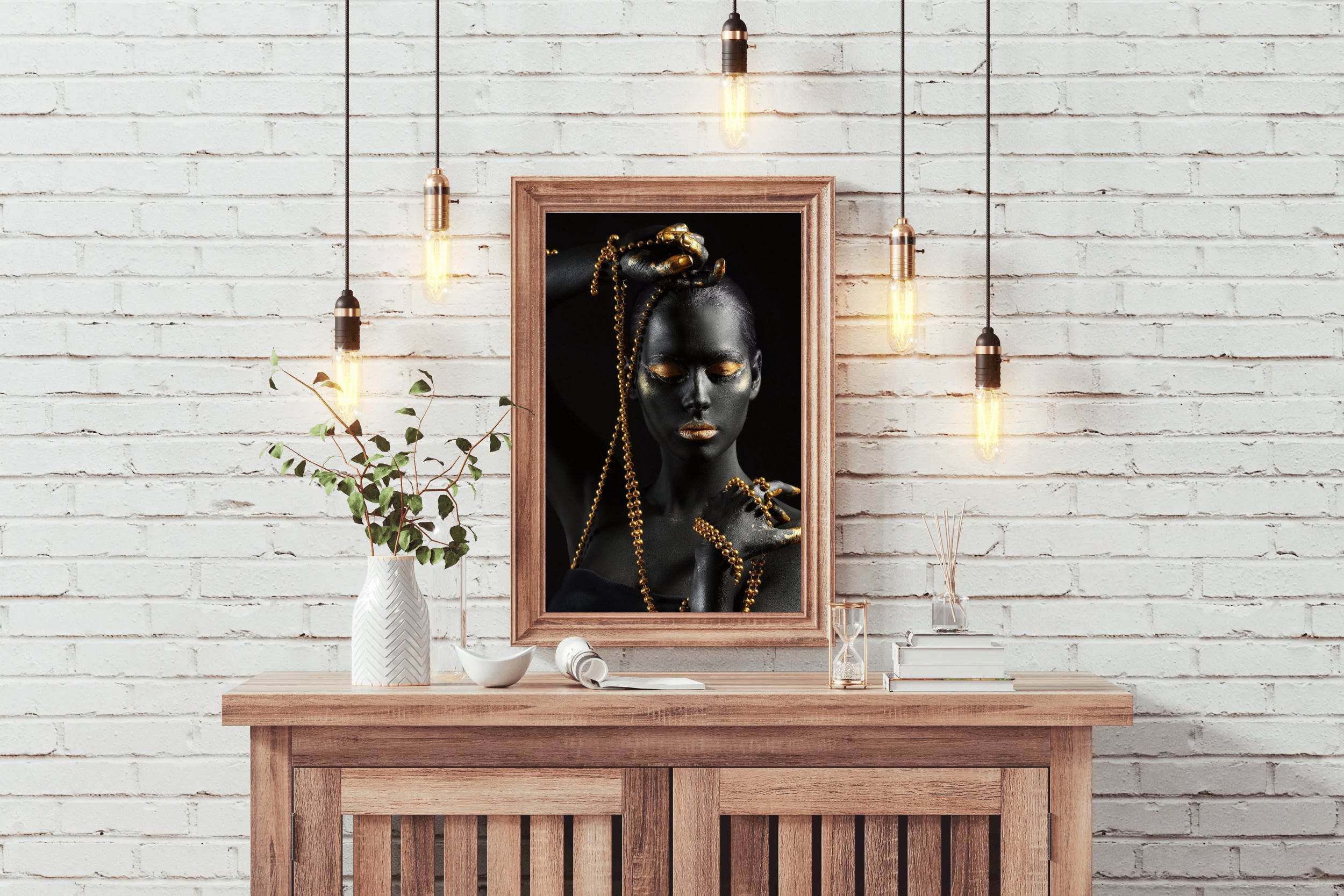 African Black Woman with Golden Jewelry - beink online art store