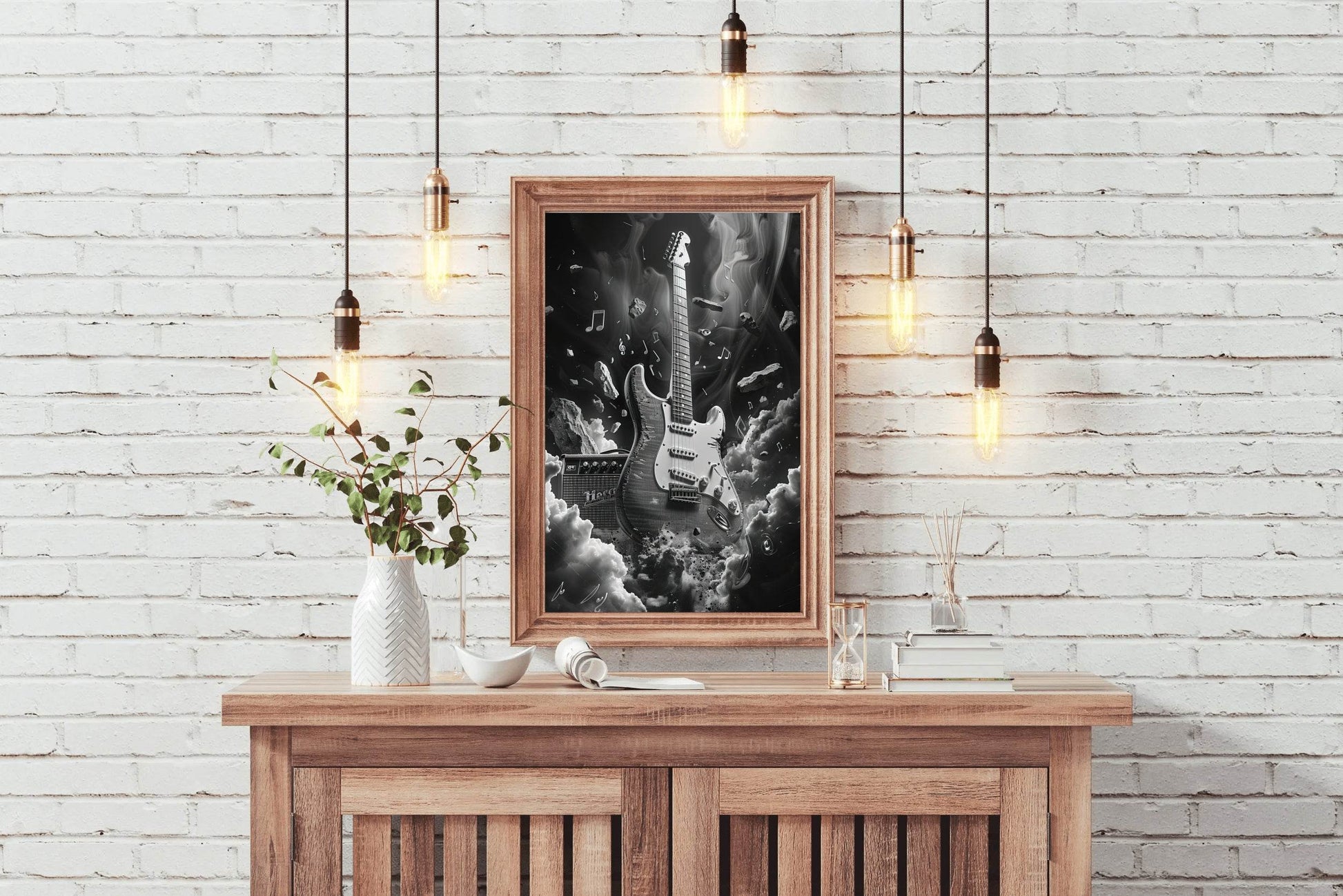 Black Rock Electric Guitar Wall Art - beink online art store