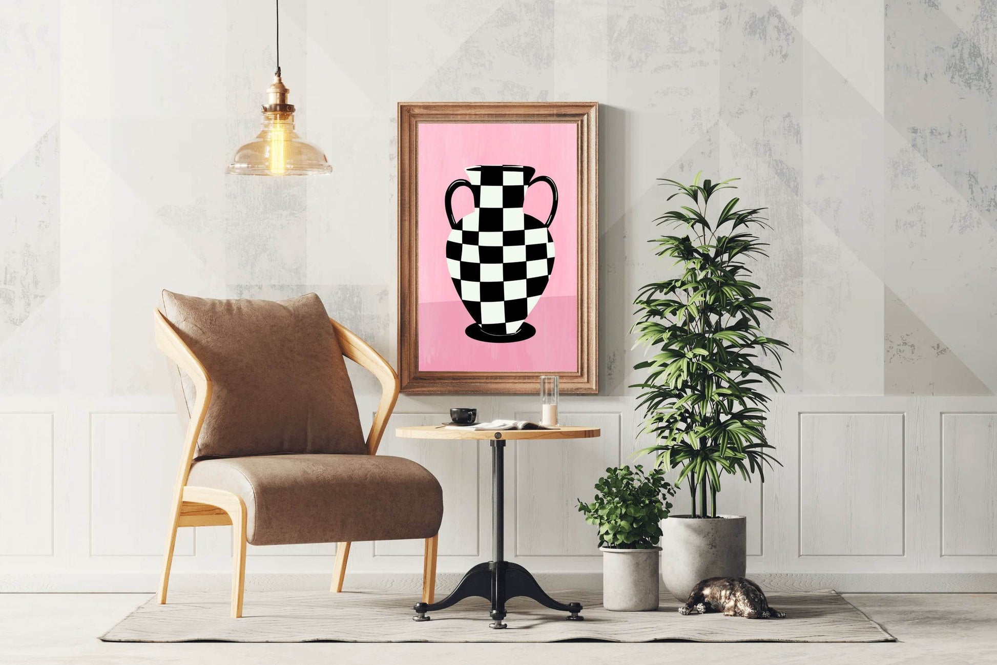 Checkered Vase Painting Wall Art - beink online art store