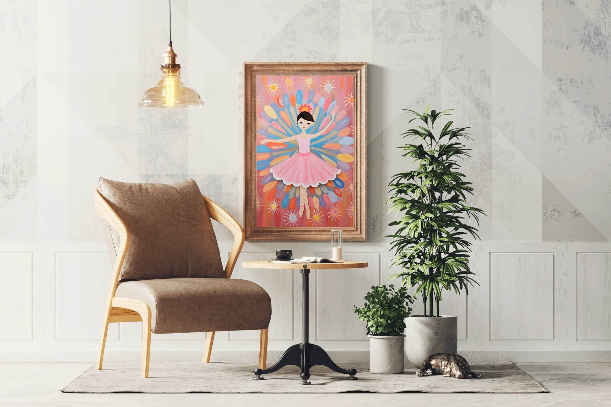 Ballet Cartoon Illustration of a Cute Little Girl - beink online art store