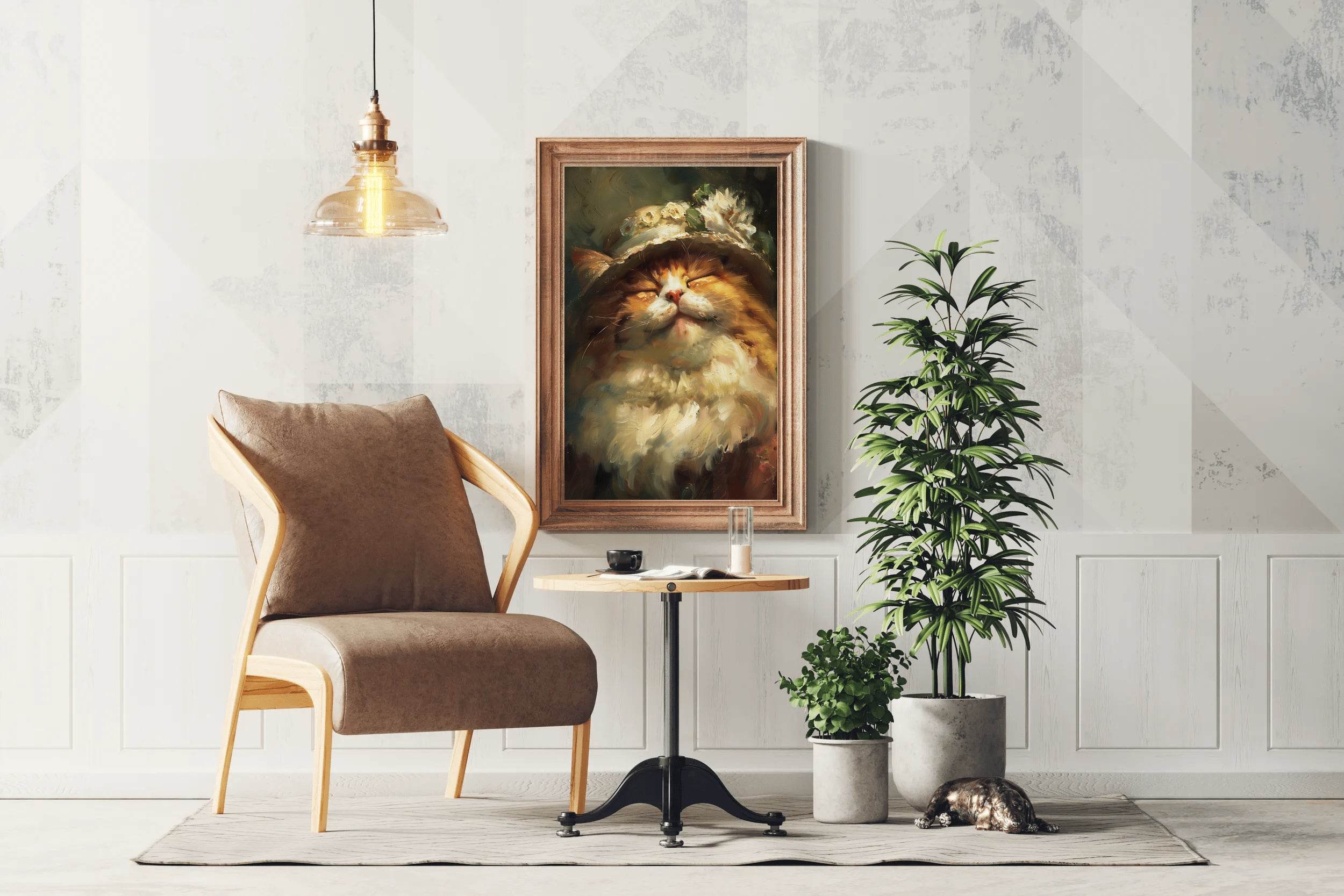 Watercolor Brush Strokes Sleeping Cat Painting - beink online art store