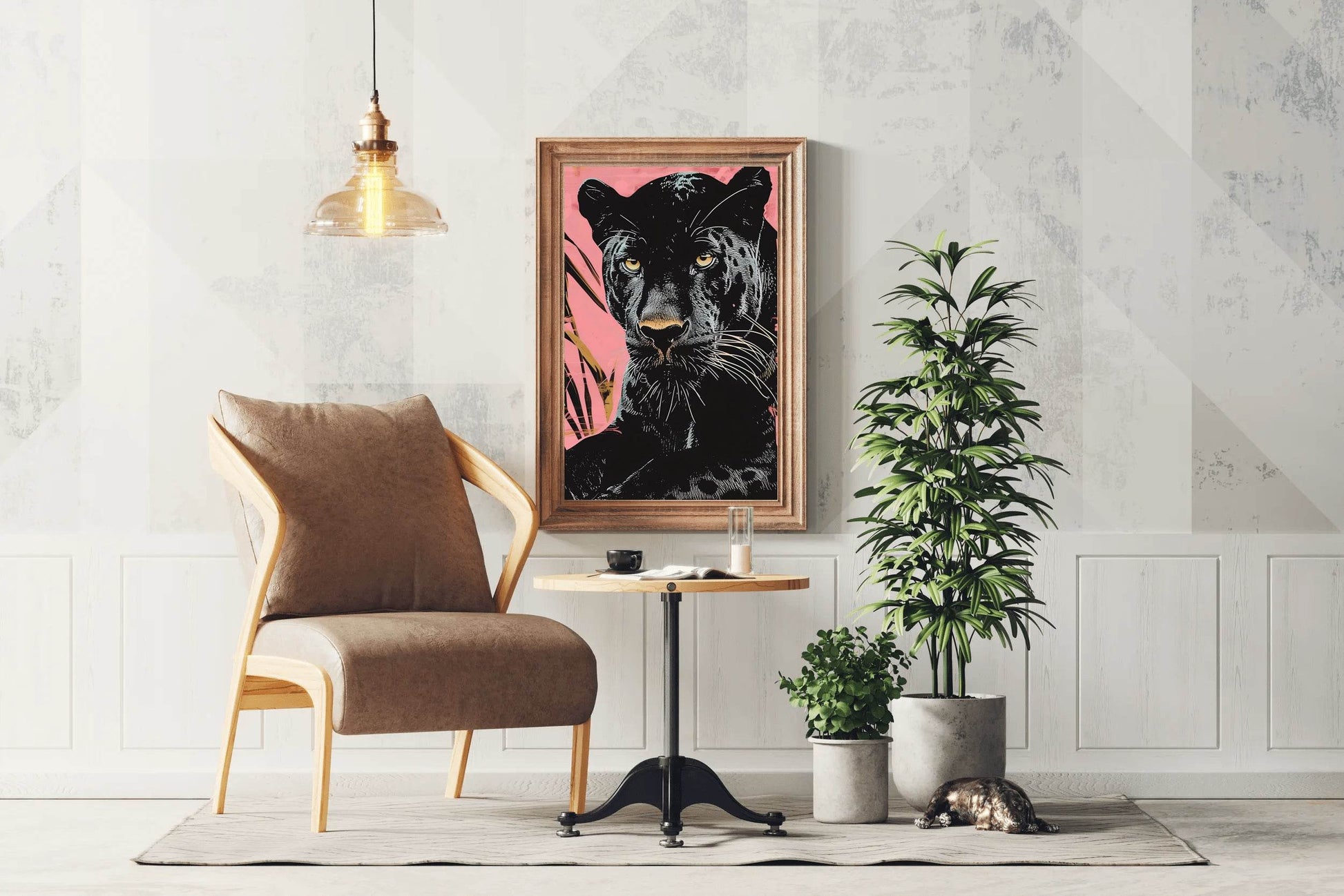 Majestic Black Panther With Pink Background - beink online art store