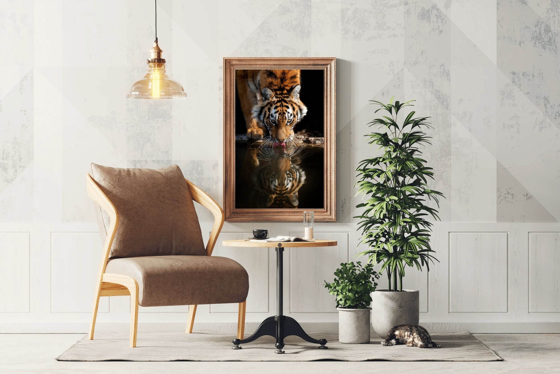 Bengal Tiger Drinking Water Animal Wall Art - beink online art store