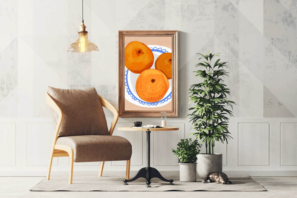 Orange Fruit on A Plate Wall Art - beink online art store
