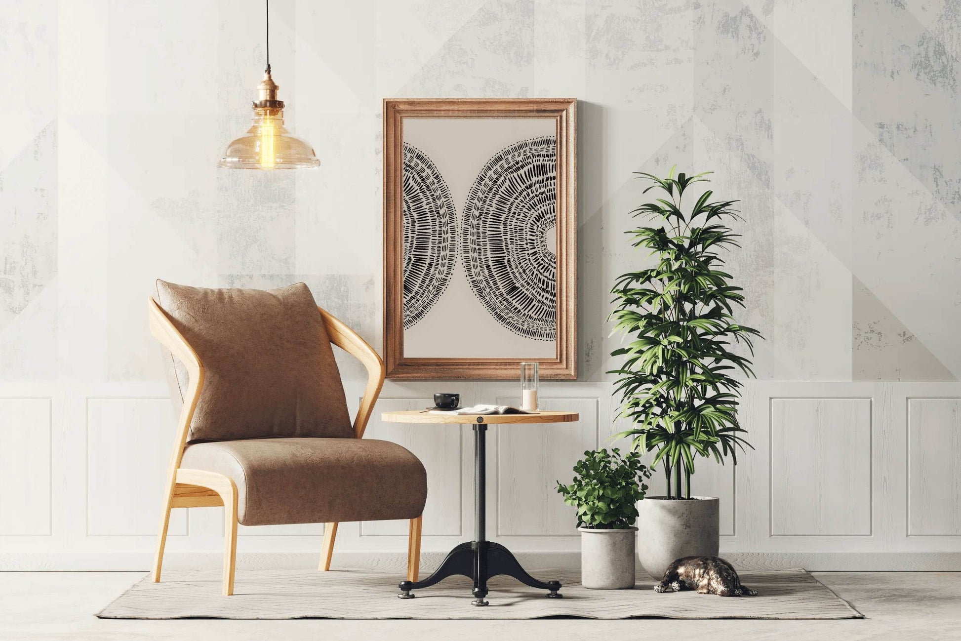 Mushroom Pair Black Lines Modern Wall Art - beink online art store