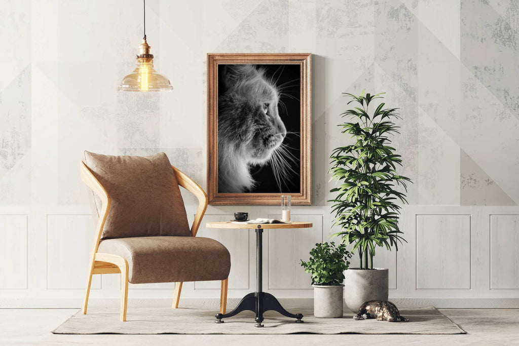 Siberian Cat Black & White Wall Art - beink online art store