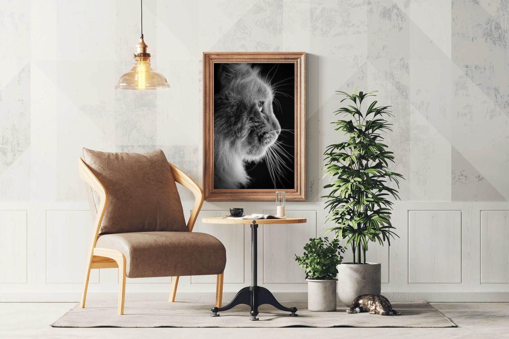 Siberian Cat Black & White Wall Art - beink online art store