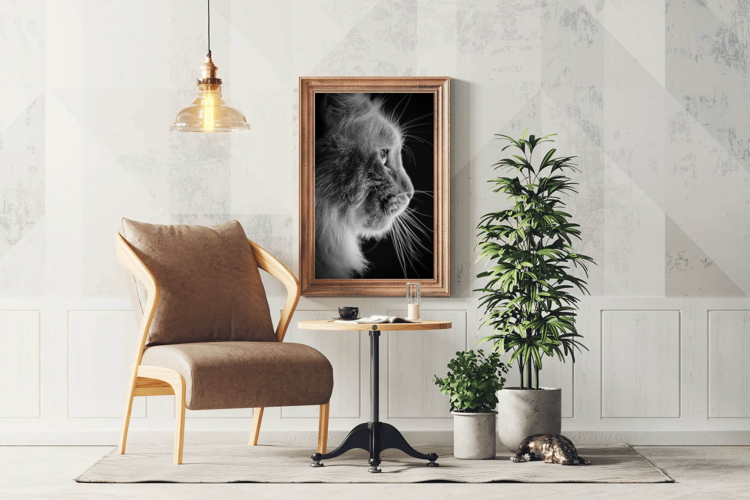 Siberian Cat Black & White Wall Art - beink online art store