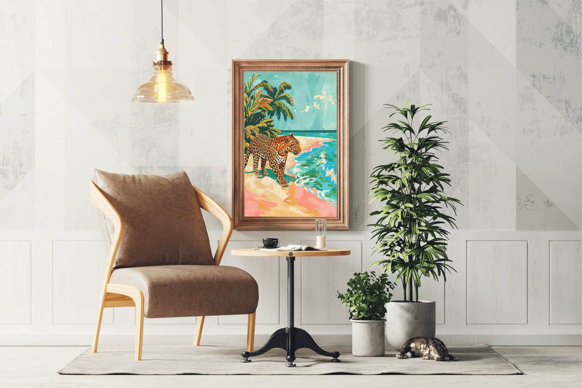Leopard on the Beach Wall Art - beink online art store