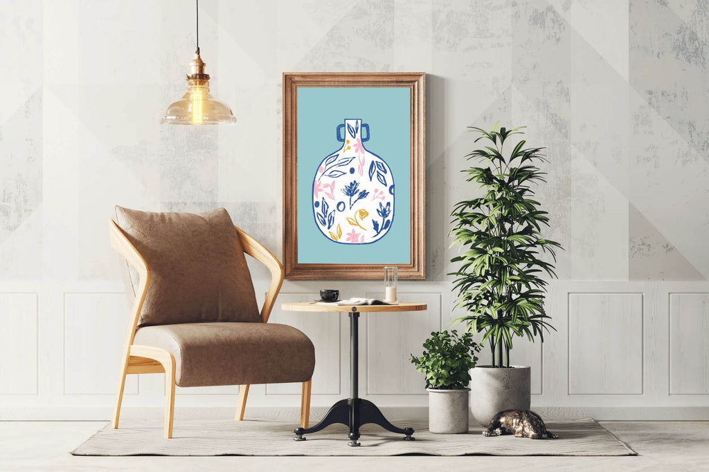 Vase With Flower Design Wall Art - beink online art store