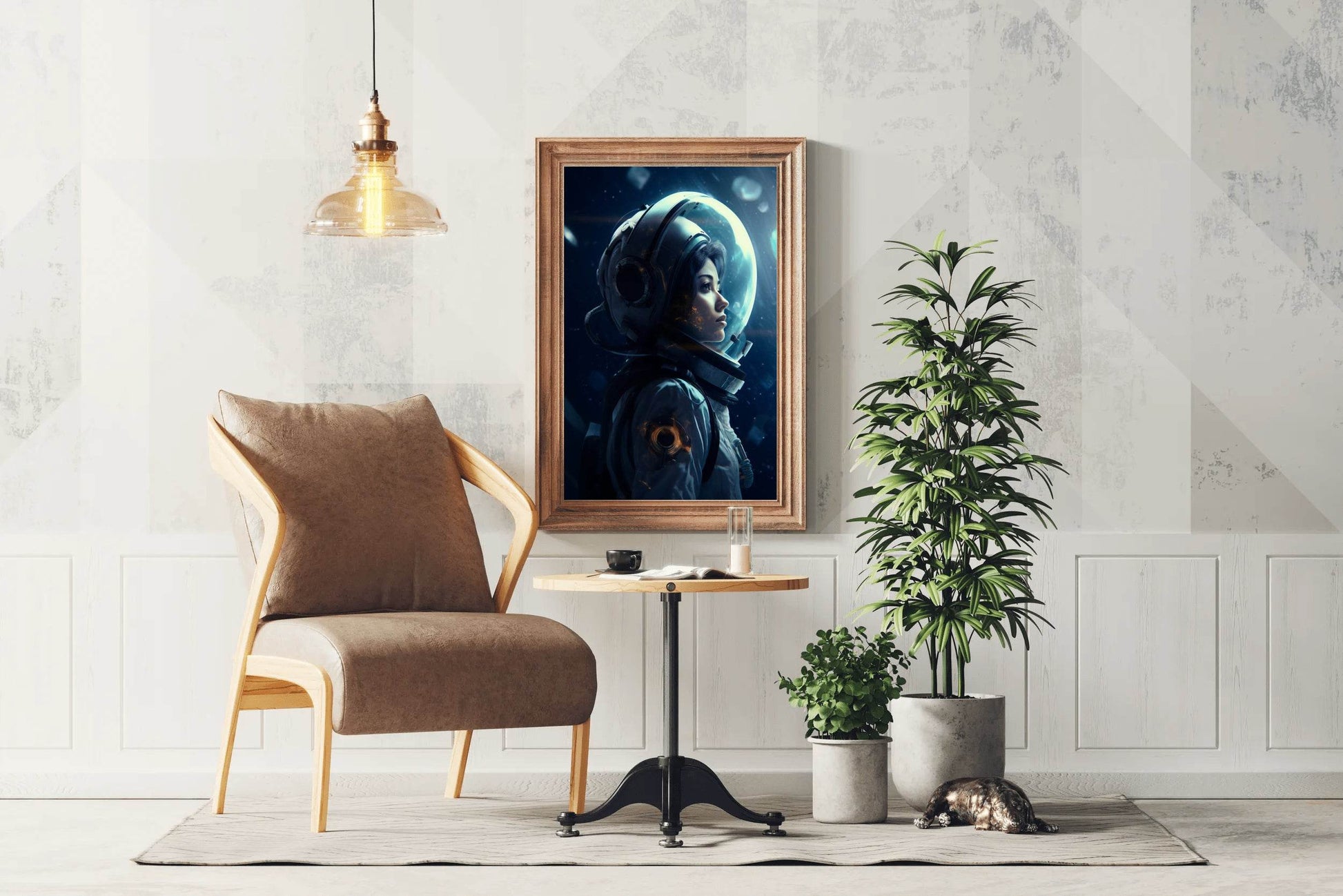Female Astronaut portrait from side Wall Art - beink online art store