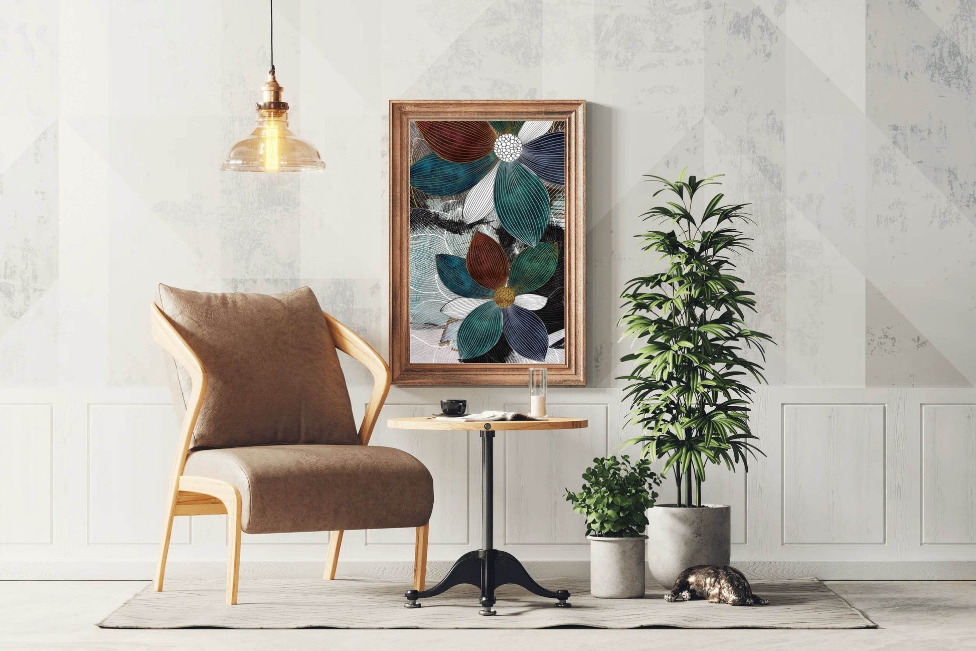 Blue and White Petal Patterns Wall Art - beink online art store