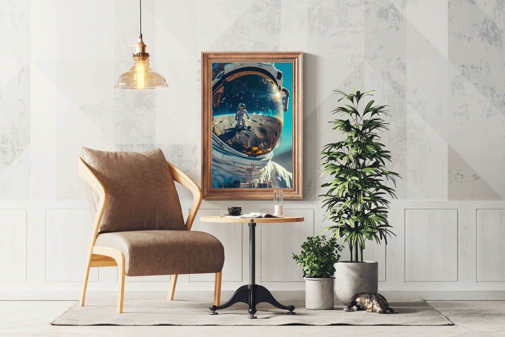 Astronaut Helmet Reflection on moon Wall Art - beink online art store
