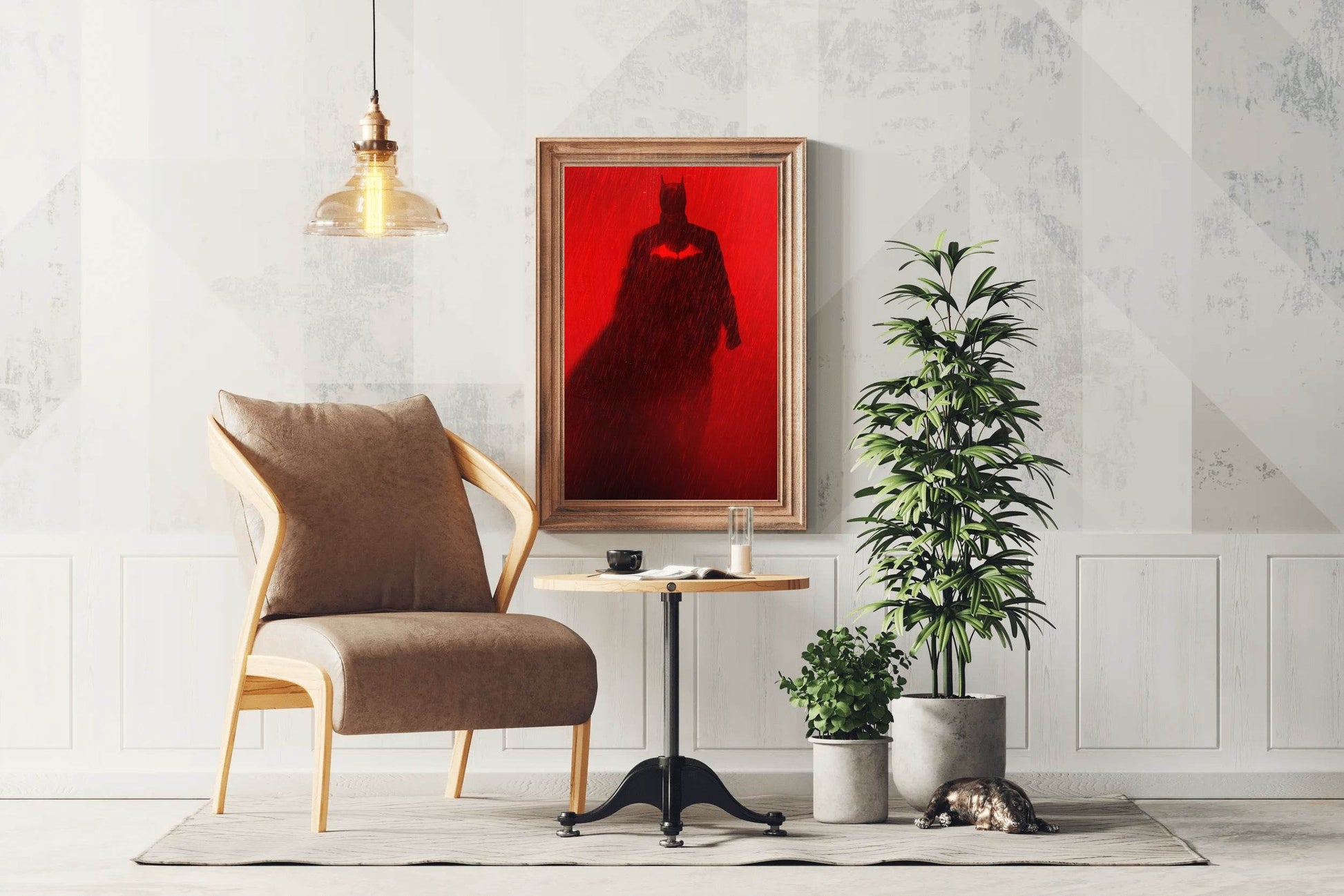 THE BATMAN with Red Background in the Rain Wall Art - beink online art store