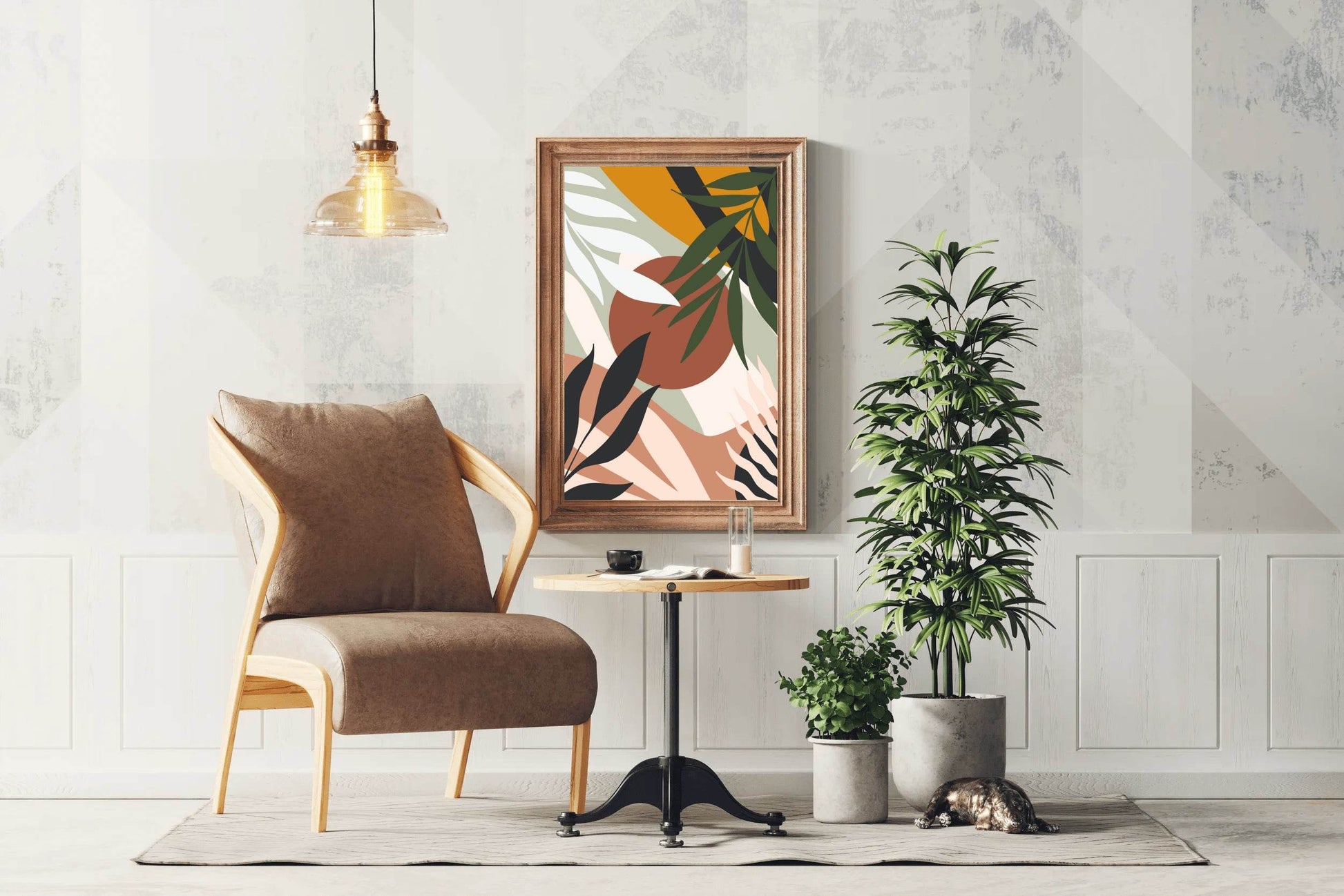 Abstract Design with Tropical Leaves shapes ArtWork - beink online art store