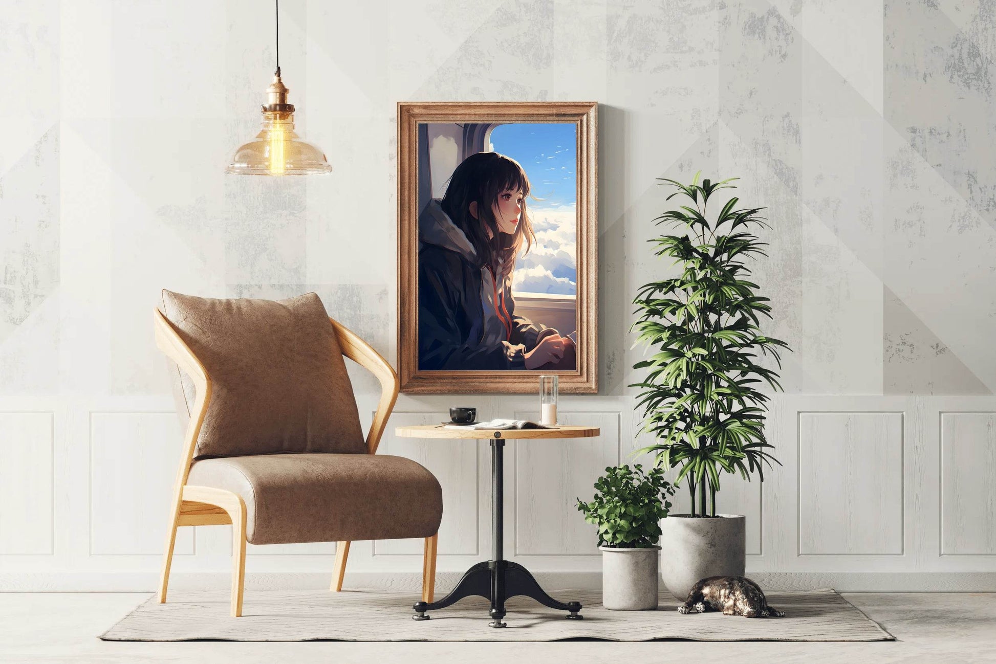 Anime character traveling in Plane Anime Wall Art - beink online art store
