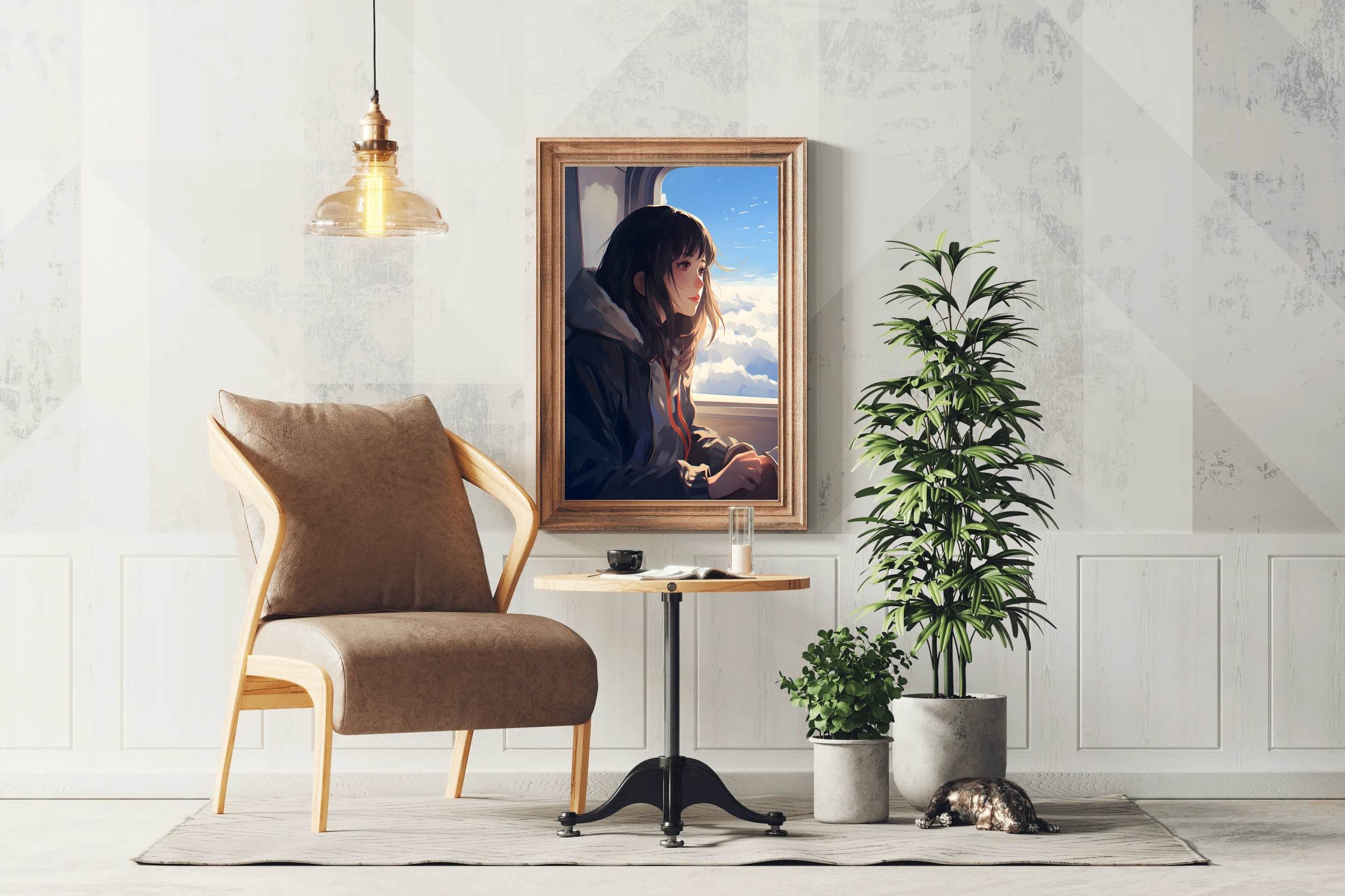 Anime character traveling in Plane Anime Wall Art - beink online art store