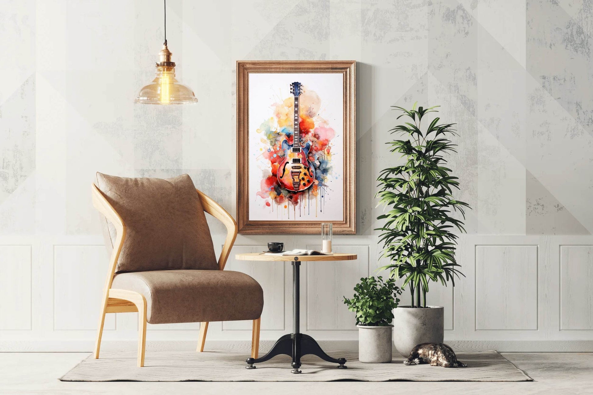 Guitar Painting With Colorful Patterns Wall Art - beink online art store