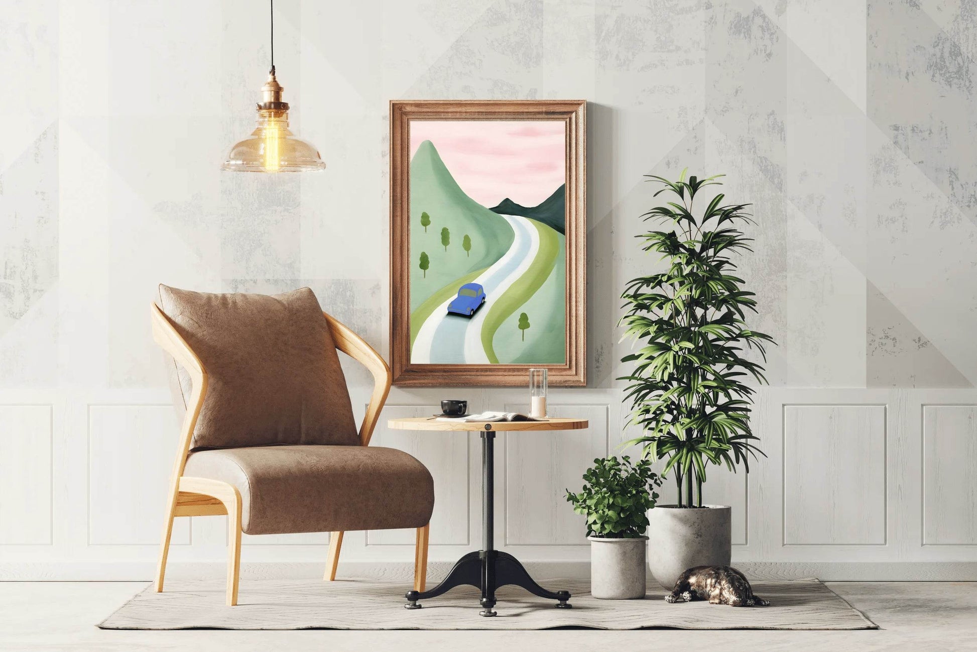 Mountain Road Trip Illustration Wall Art - beink online art store