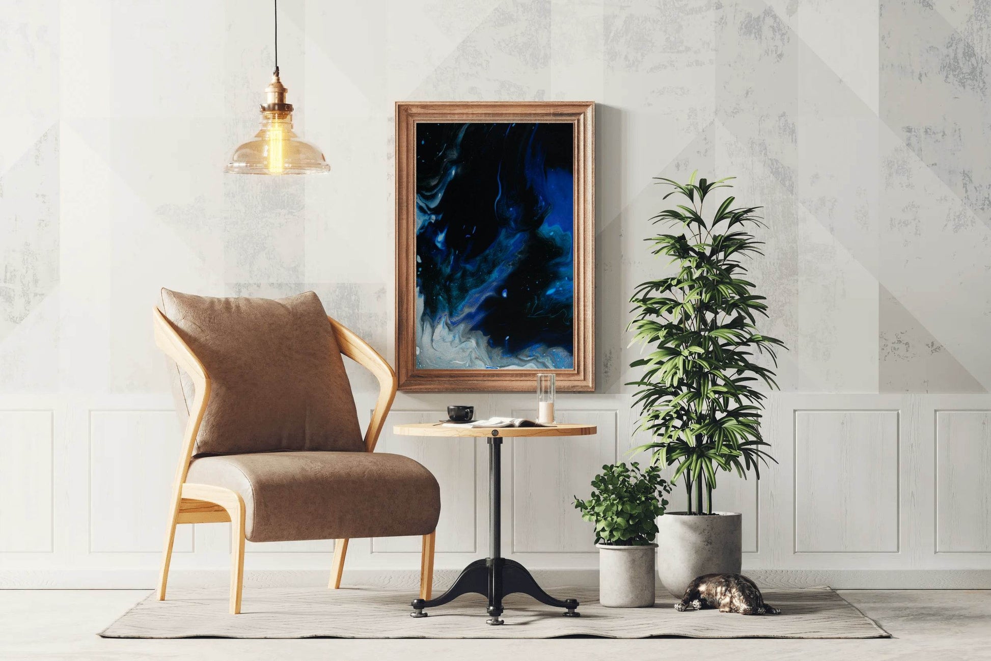 Blue Mix flowing Paint Abstract Wall Art - beink online art store