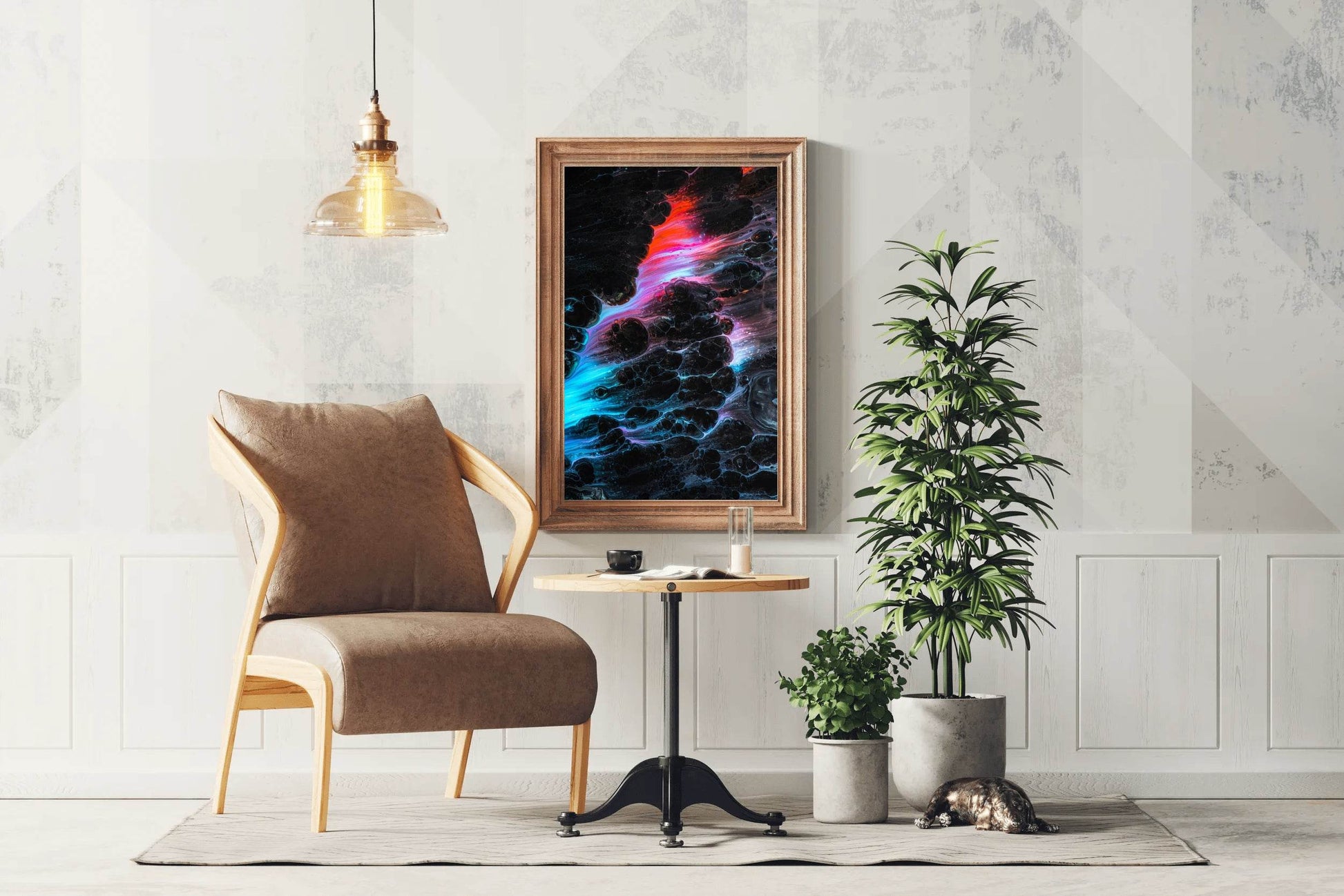 Dark Color Night View on Brush Strokes Abstract Wall Art - beink online art store