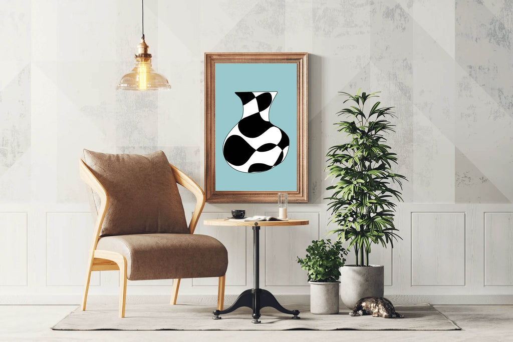 Black and White Vase Painting Wall Art - beink online art store