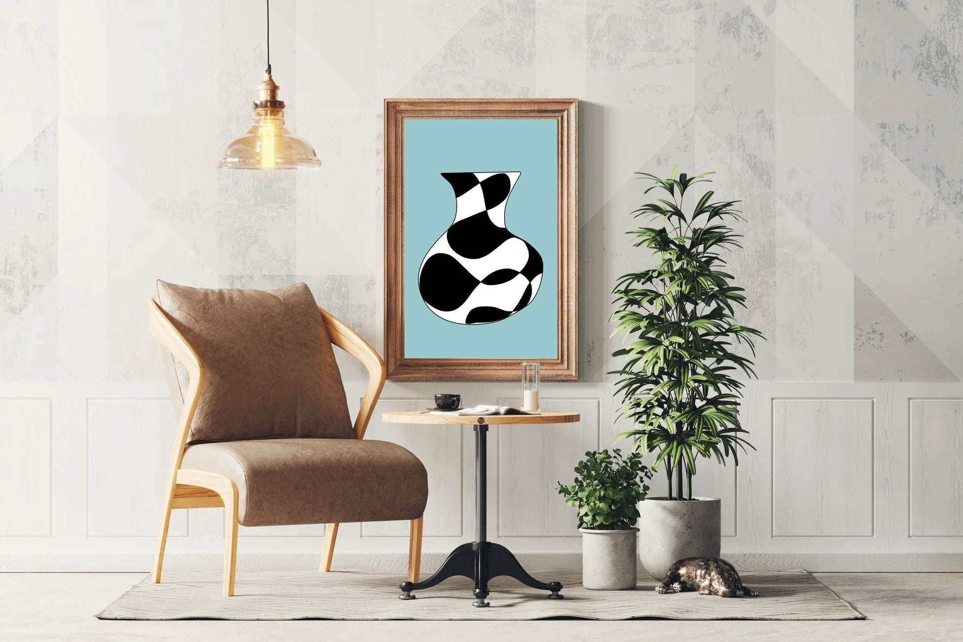Black and White Vase Painting Wall Art - beink online art store
